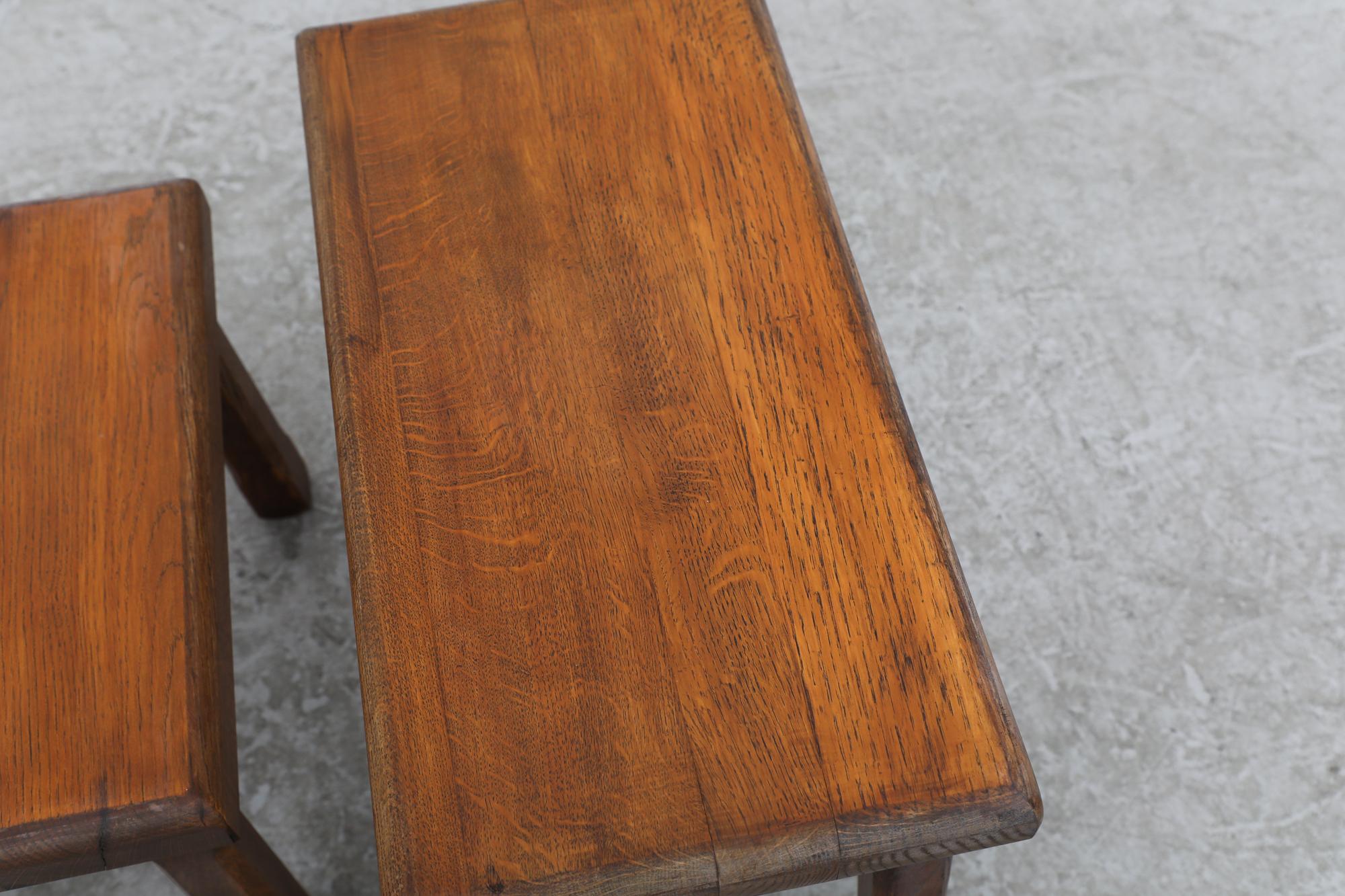 Set of Pierre Chapo Inspired Dark Oak Brutalist Nesting Tables 3