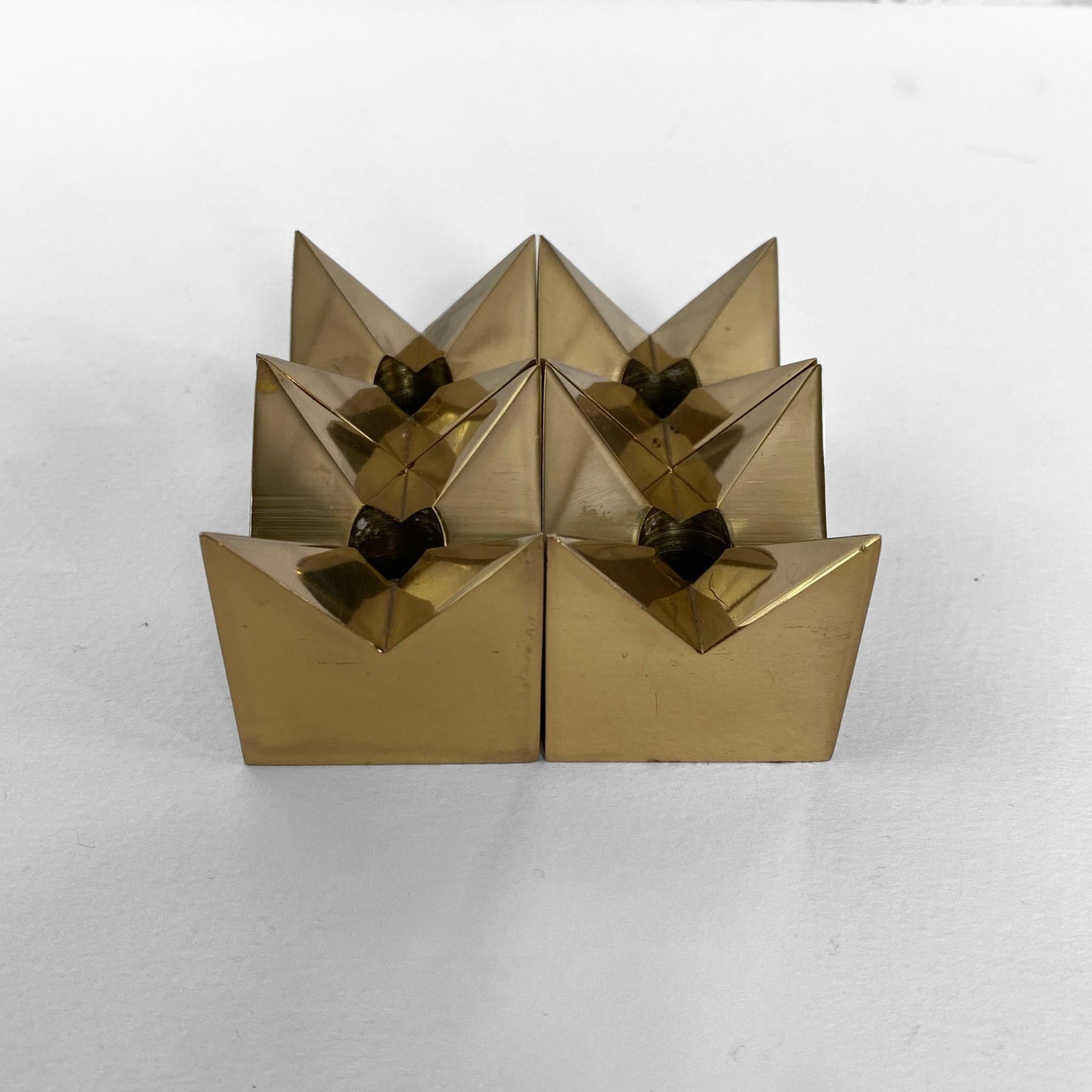 Set of Pierre Forssell brass candleholders by Skultuna, Sweden, 1960s In Good Condition For Sale In Forserum, SE