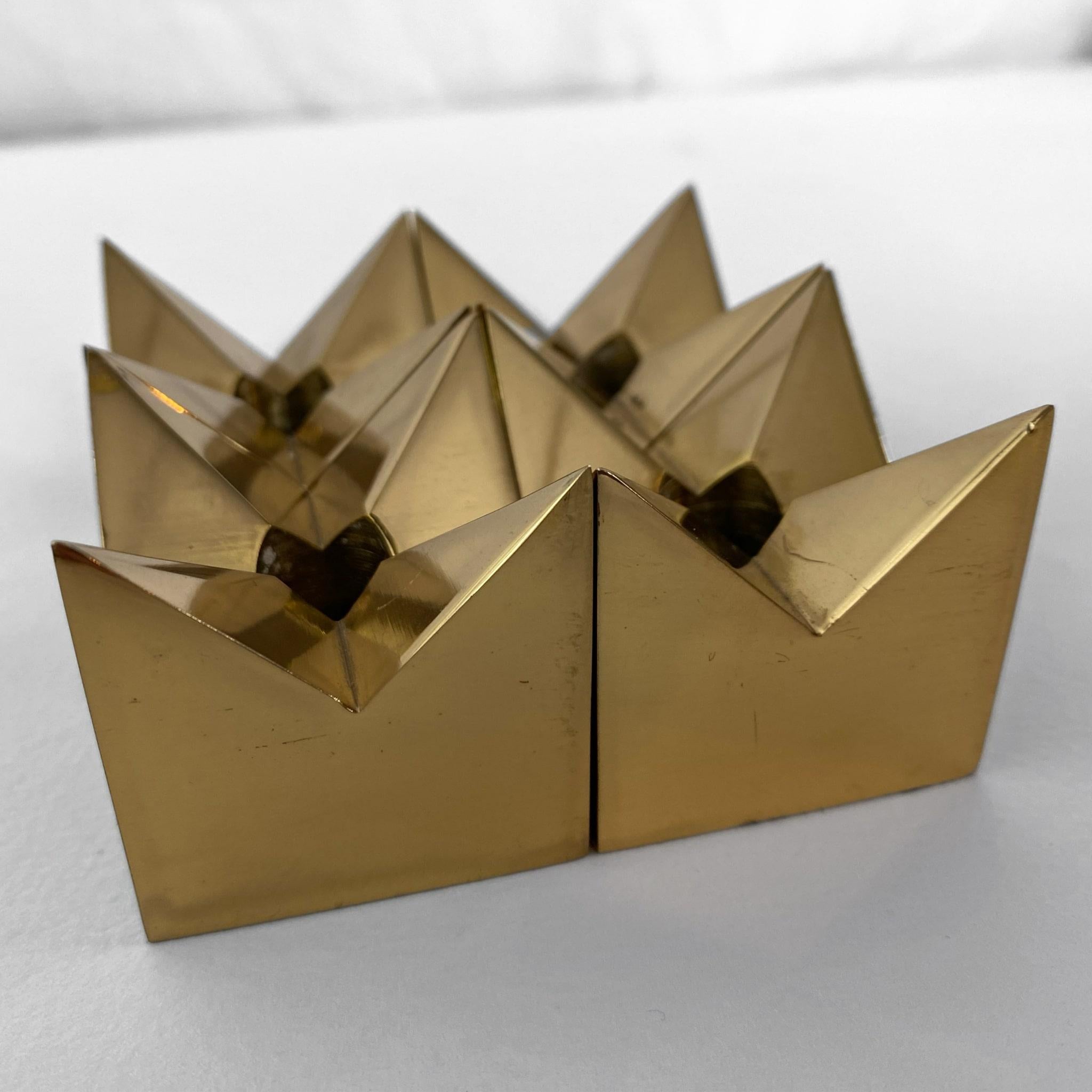 Mid-20th Century Set of Pierre Forssell brass candleholders by Skultuna, Sweden, 1960s For Sale