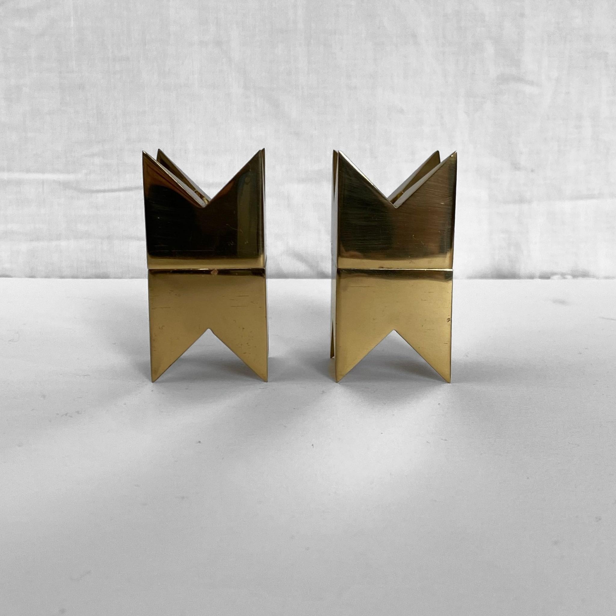 Set of Pierre Forssell brass candleholders by Skultuna, Sweden, 1960s For Sale 2