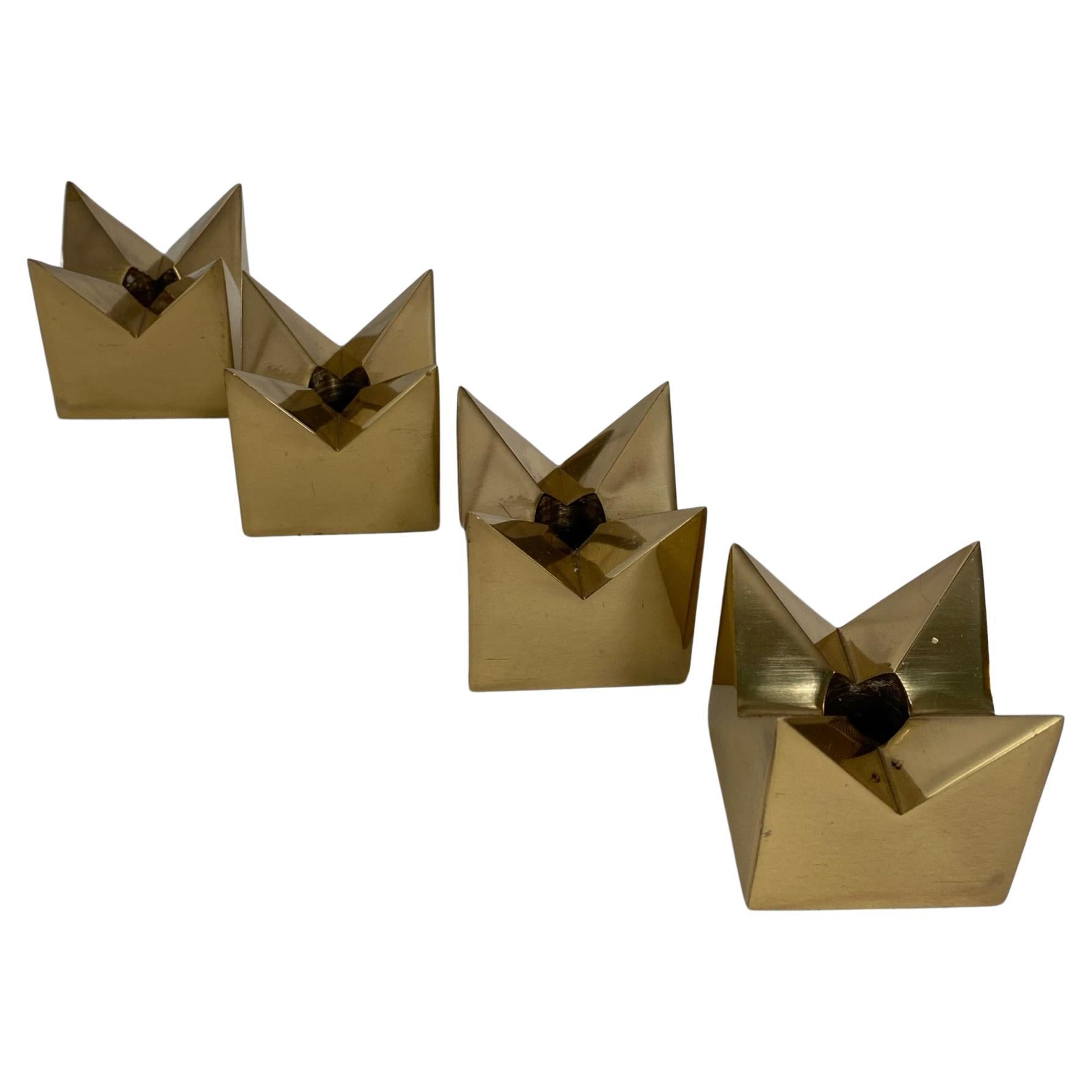 Set of Pierre Forssell brass candleholders by Skultuna, Sweden, 1960s