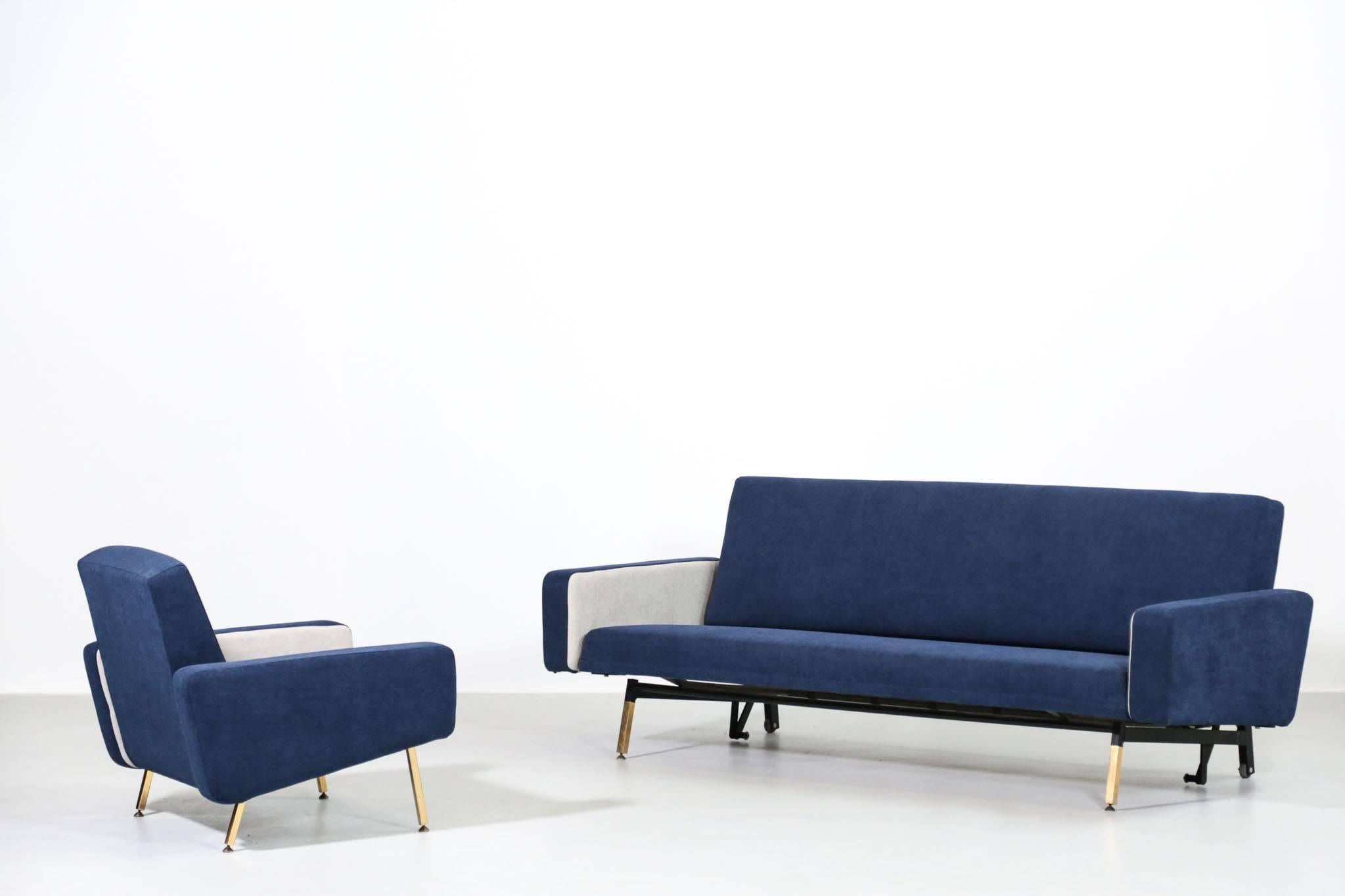 Ensemble de canapés et paire de fauteuils Pierre Guariche pour Airborne French Design Excellent état - En vente à Ternay, Auvergne-Rhône-Alpes