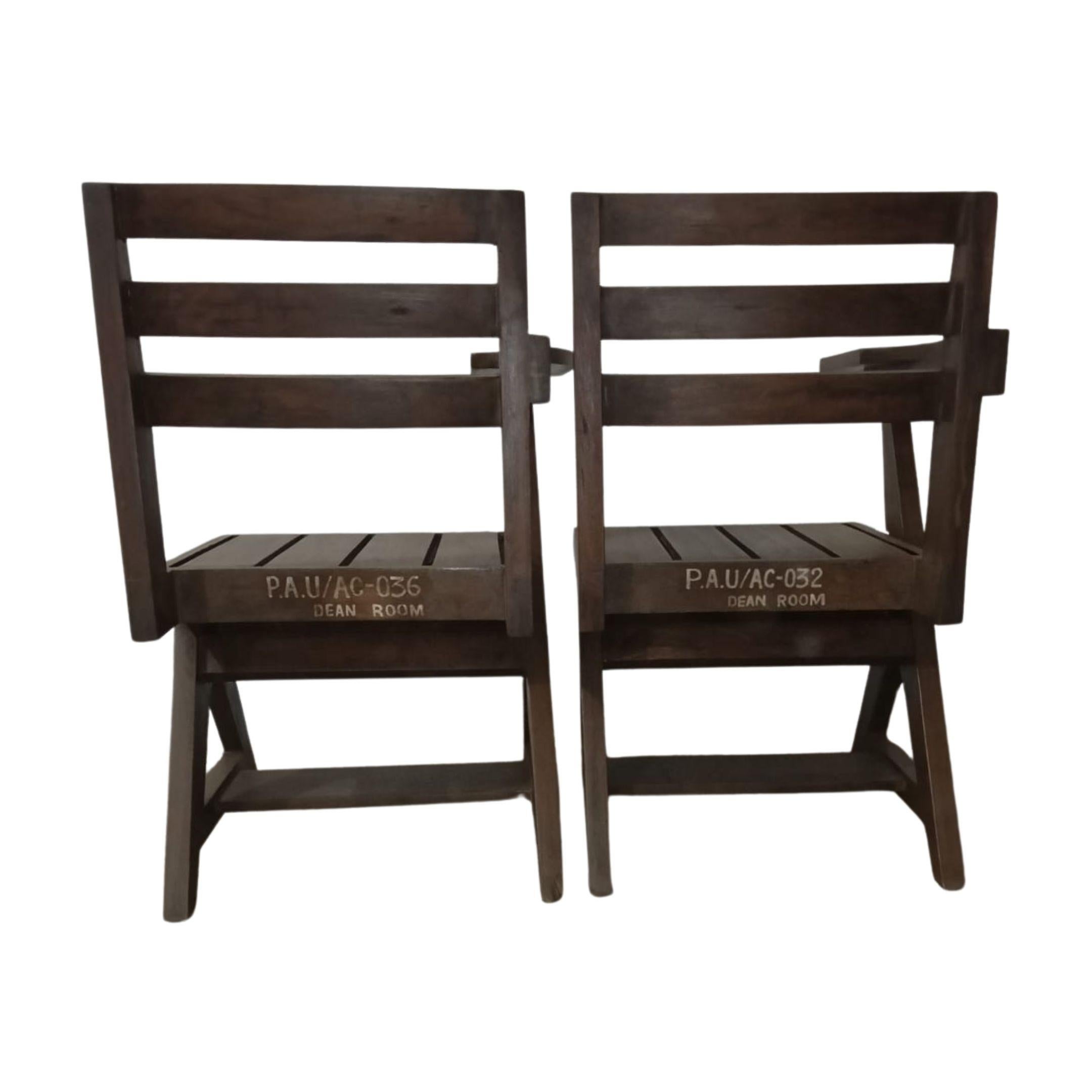 XIXe siècle Ensemble de chaises à écrire PJ-SI-26-C à lattes de Pierre Jeanneret, C.I.C., 1960 en vente