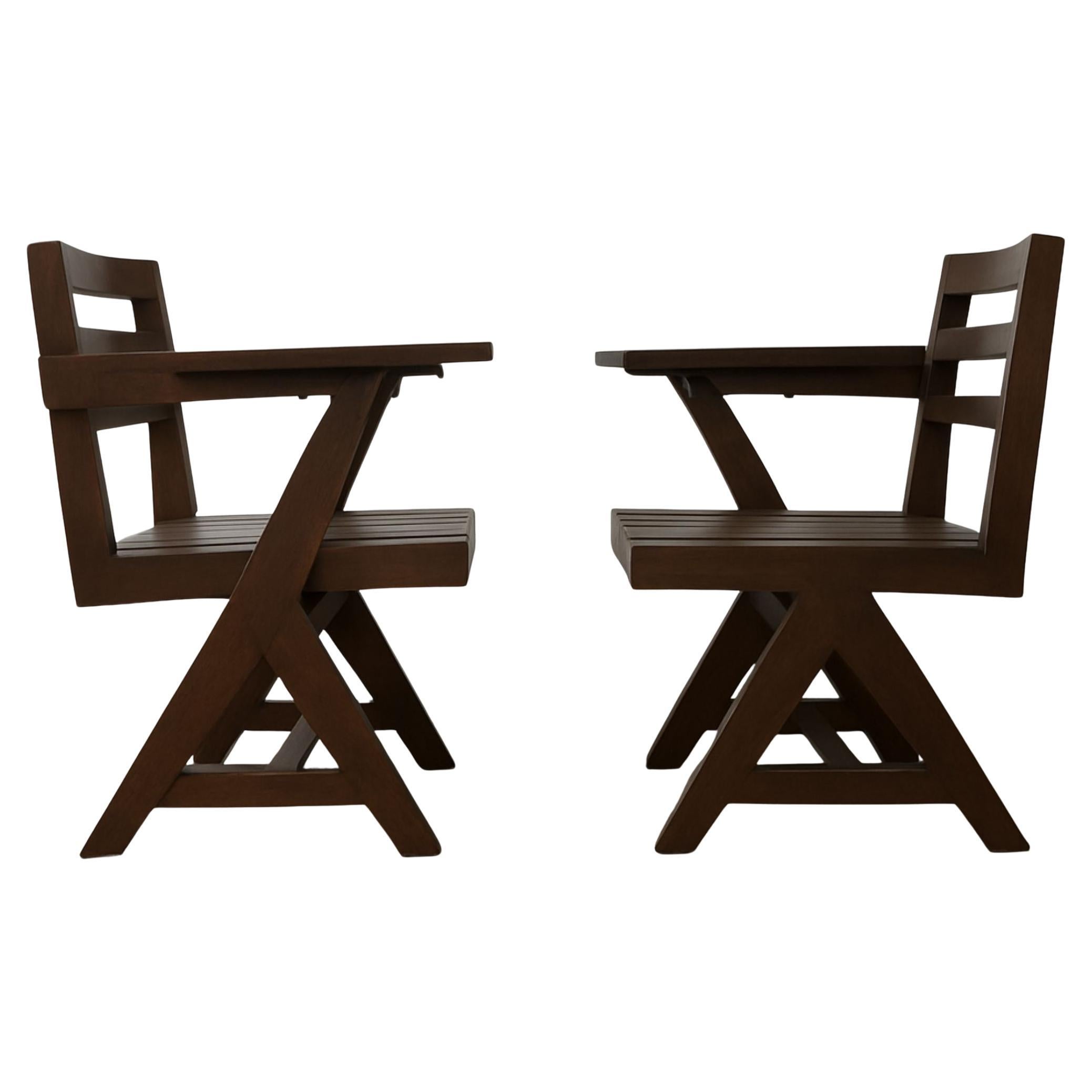 Ensemble de chaises à écrire PJ-SI-26-C à lattes de Pierre Jeanneret, C.I.C., 1960 en vente