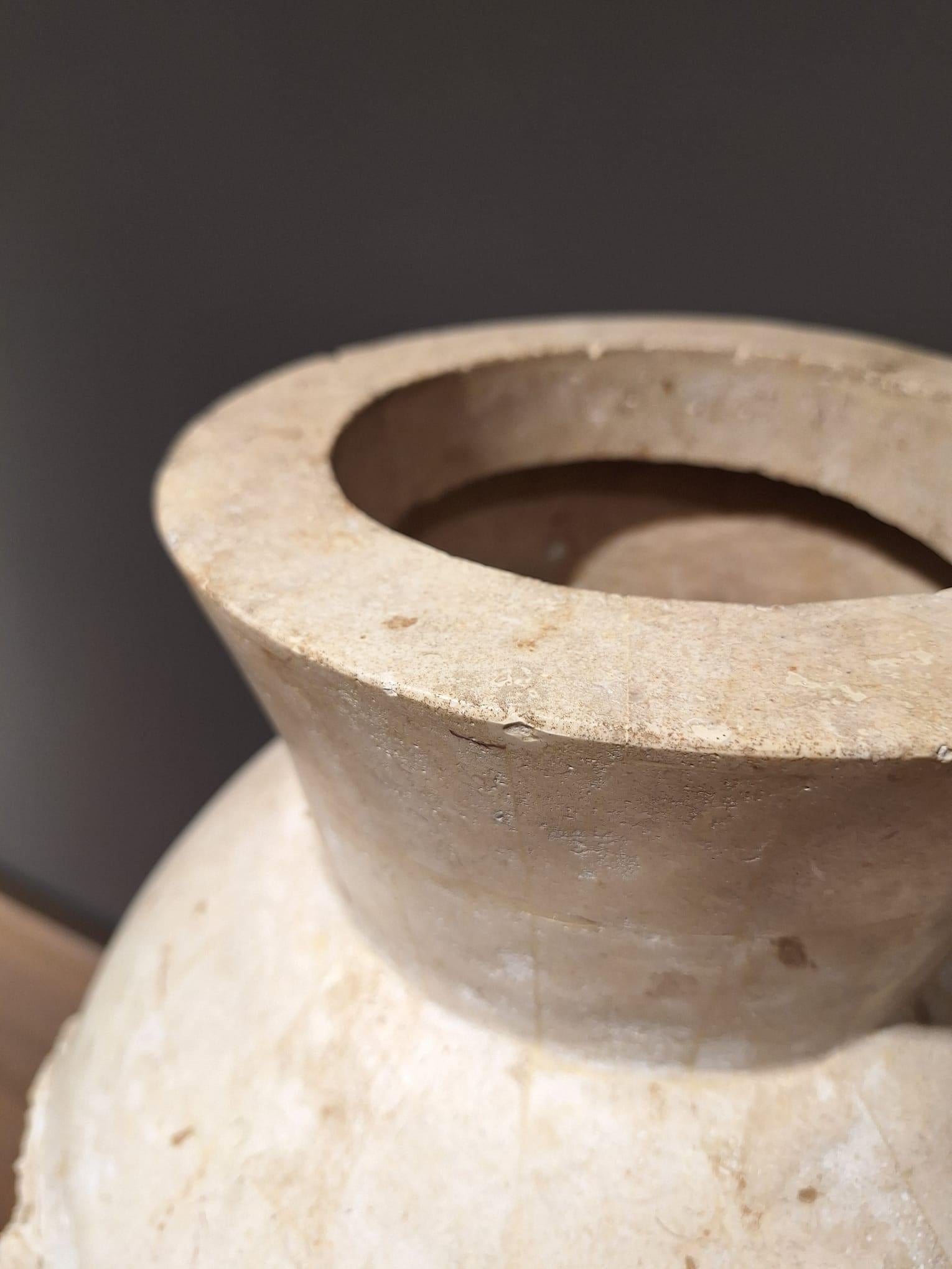 Late 20th Century Set of Pillar and Vase made from Travertine, Italy For Sale