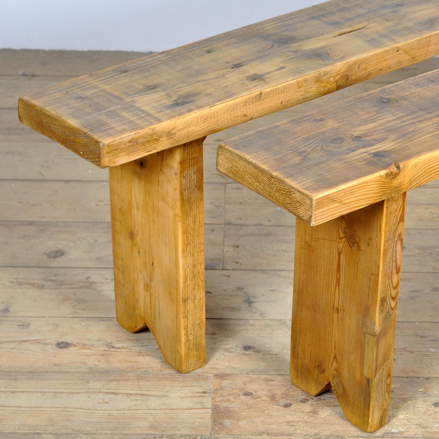 Rustic Set Of Pine Benches, Circa 1960 For Sale