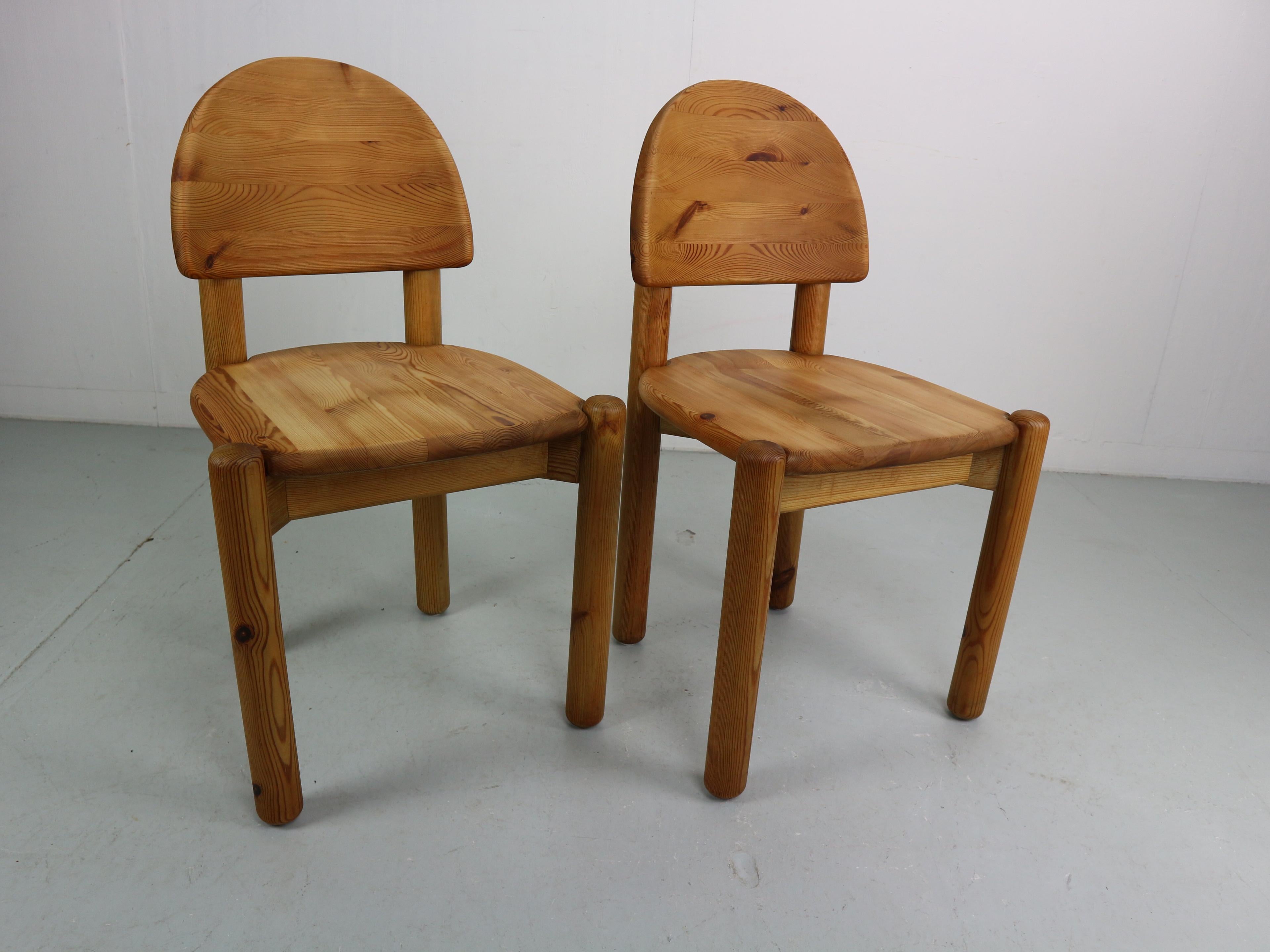 Set of solid Pine Midcentury Dining Chairs by Rainer Daumiller For Sale 8