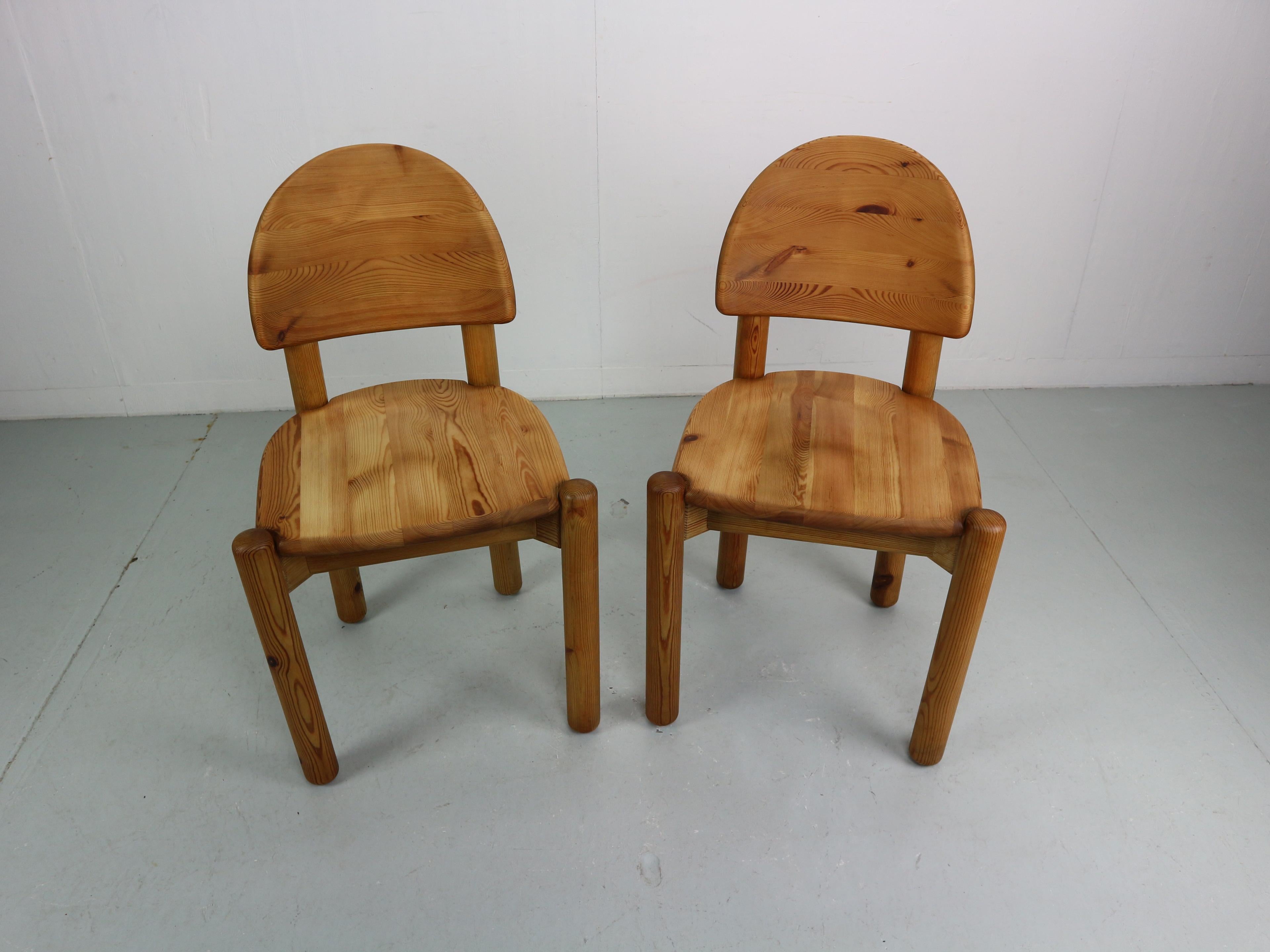 Mid-Century Modern Set of solid Pine Midcentury Dining Chairs by Rainer Daumiller