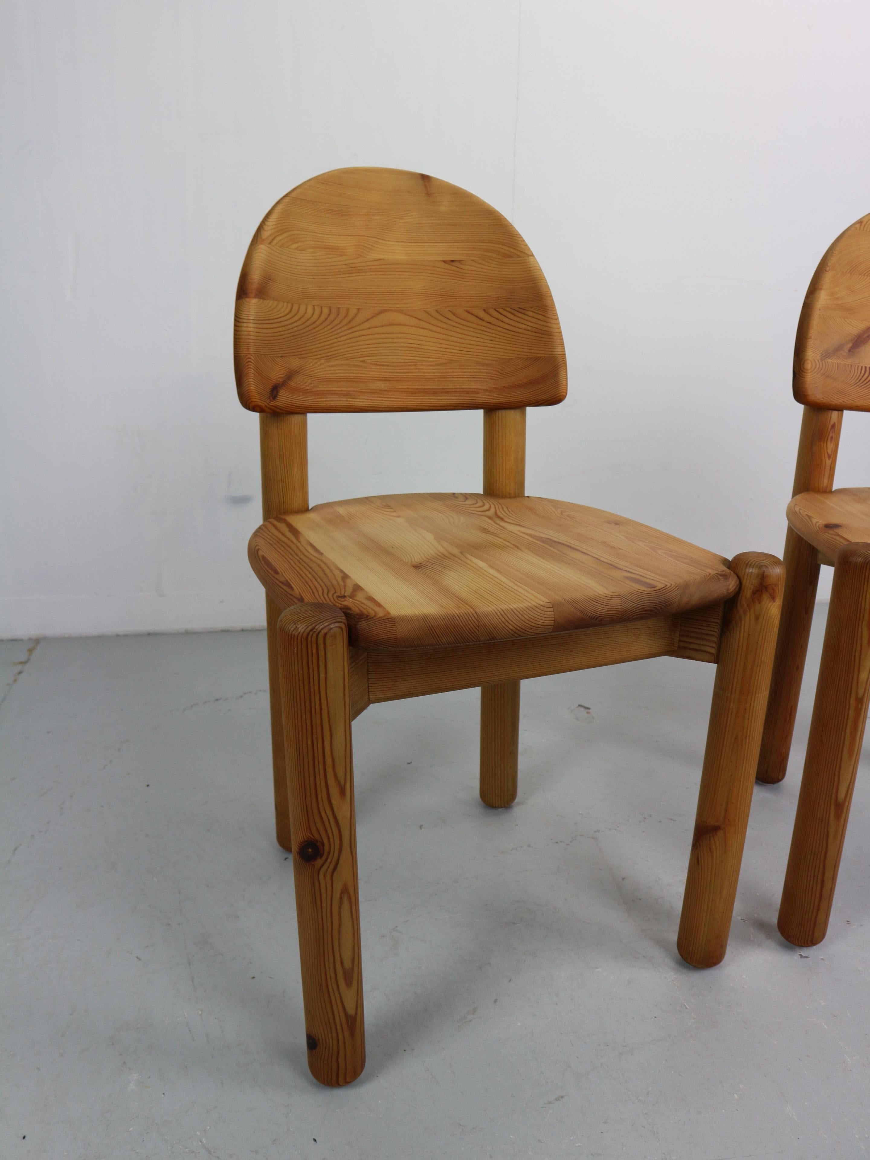 Danish Set of solid Pine Midcentury Dining Chairs by Rainer Daumiller