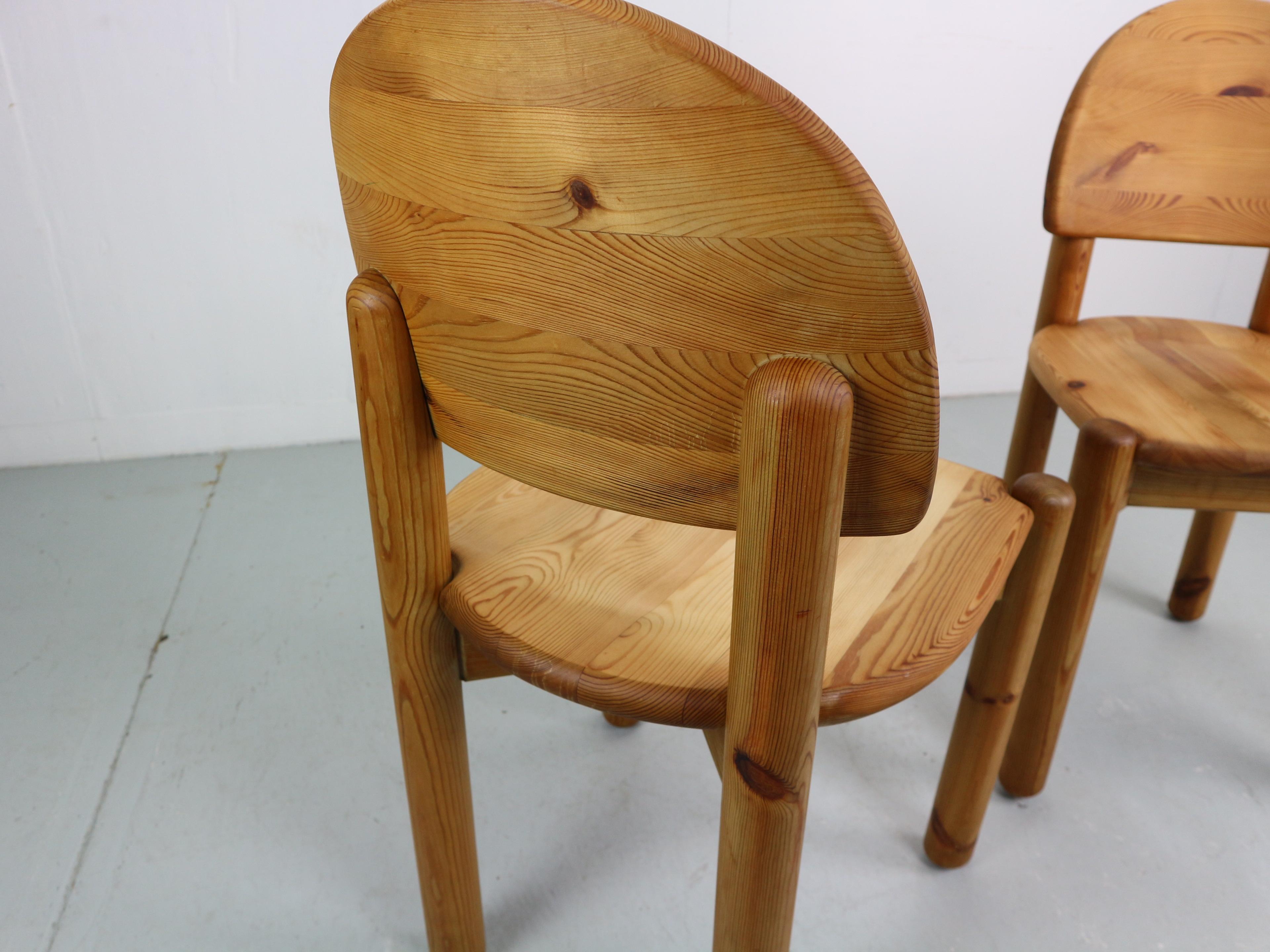 Set of solid Pine Midcentury Dining Chairs by Rainer Daumiller For Sale 1