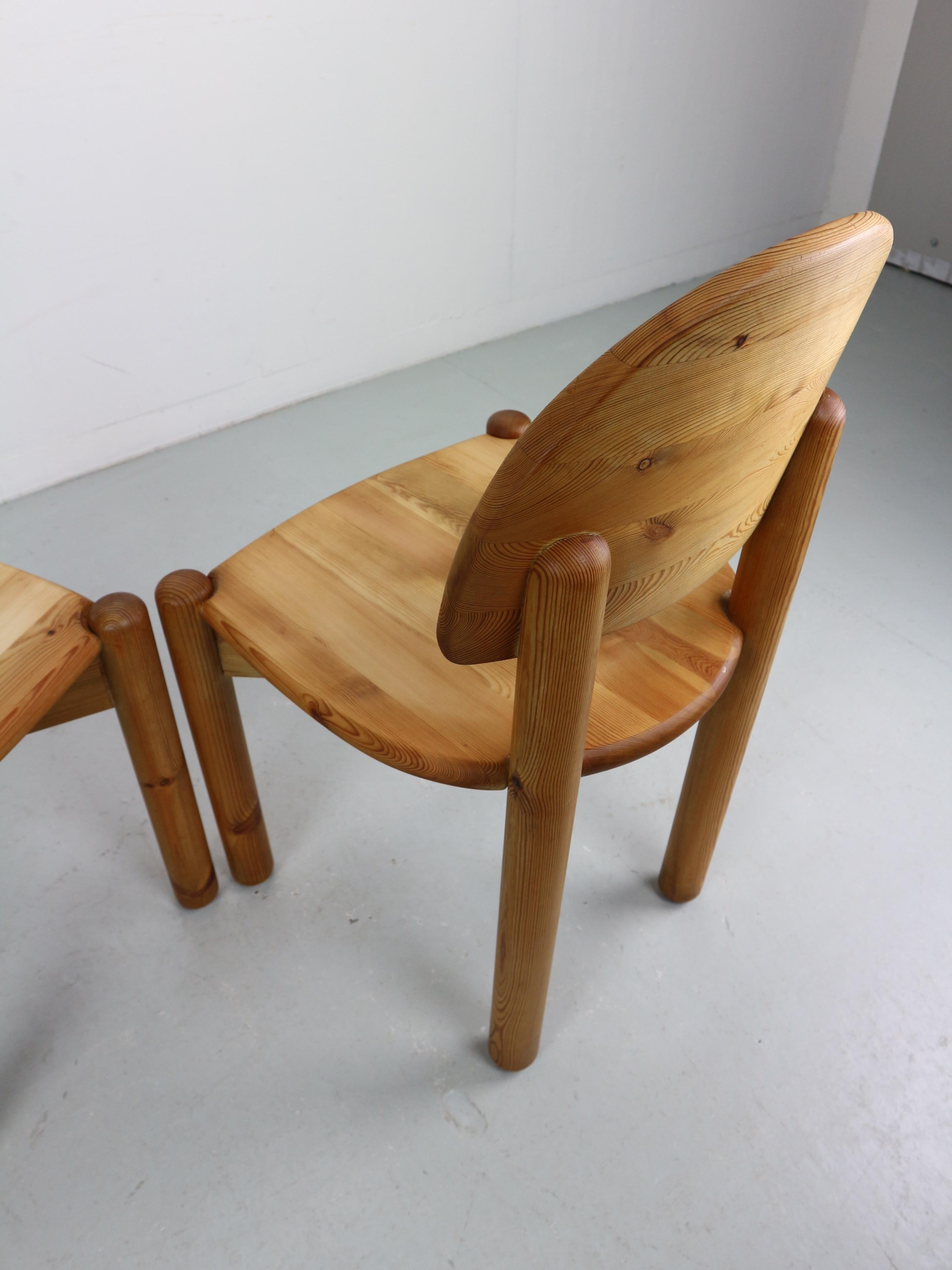Set of solid Pine Midcentury Dining Chairs by Rainer Daumiller For Sale 2