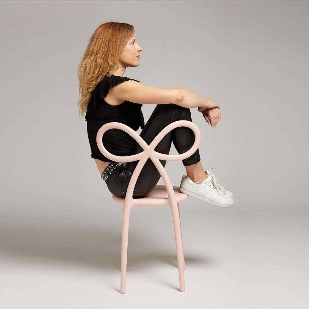 Modern Set of Pink Rabbit Chair and Table with Pink Ribbon Chair, Made in Italy For Sale