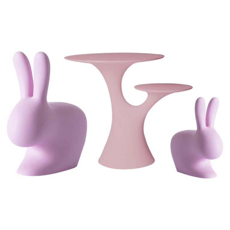 Set aus rosa Kaninchenstühlen und Tisch von Stefano Giovannoni