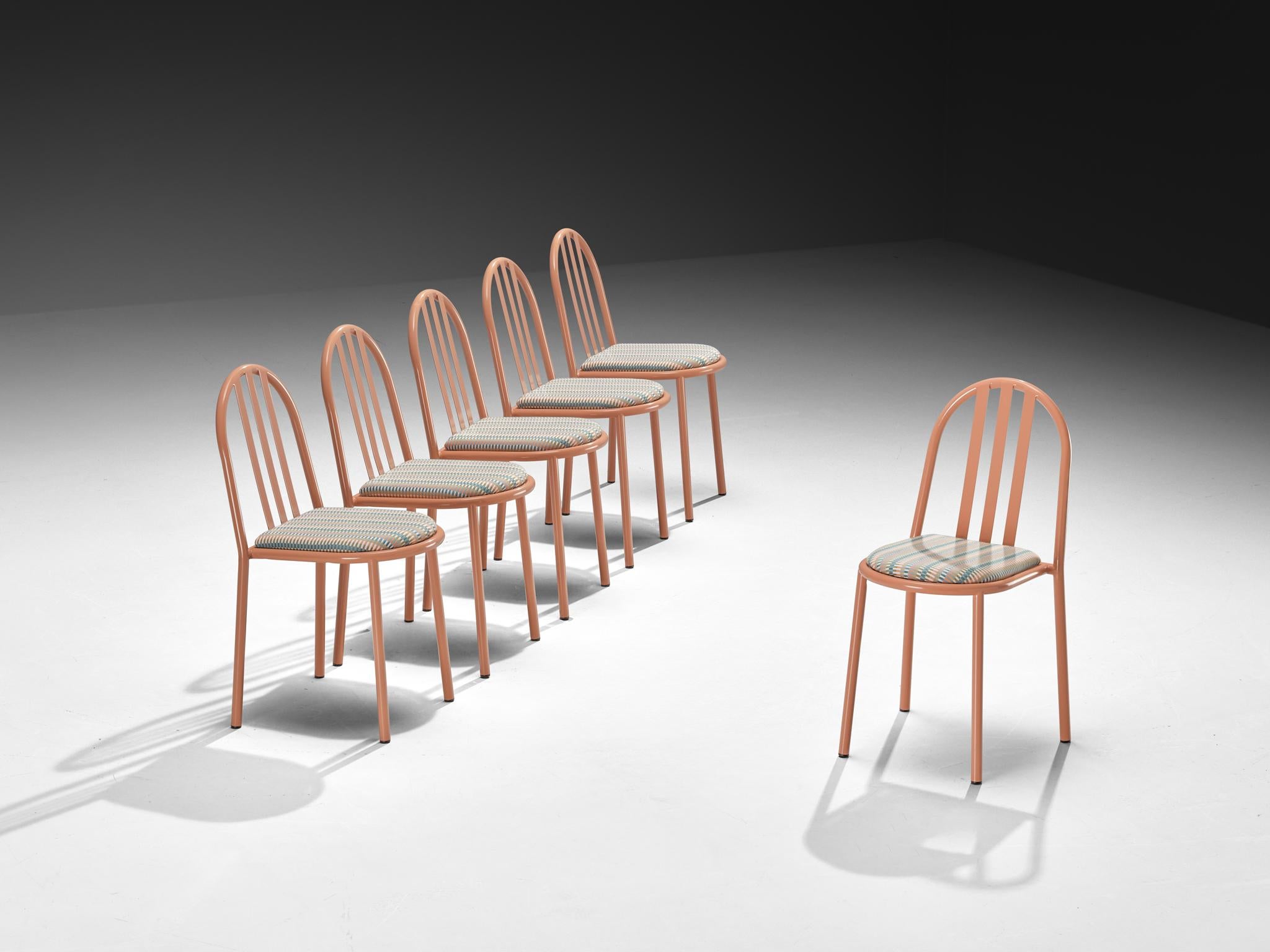 Set of Pink Tubular Steel Chairs by Robert Mallet-Stevens For Sale 4
