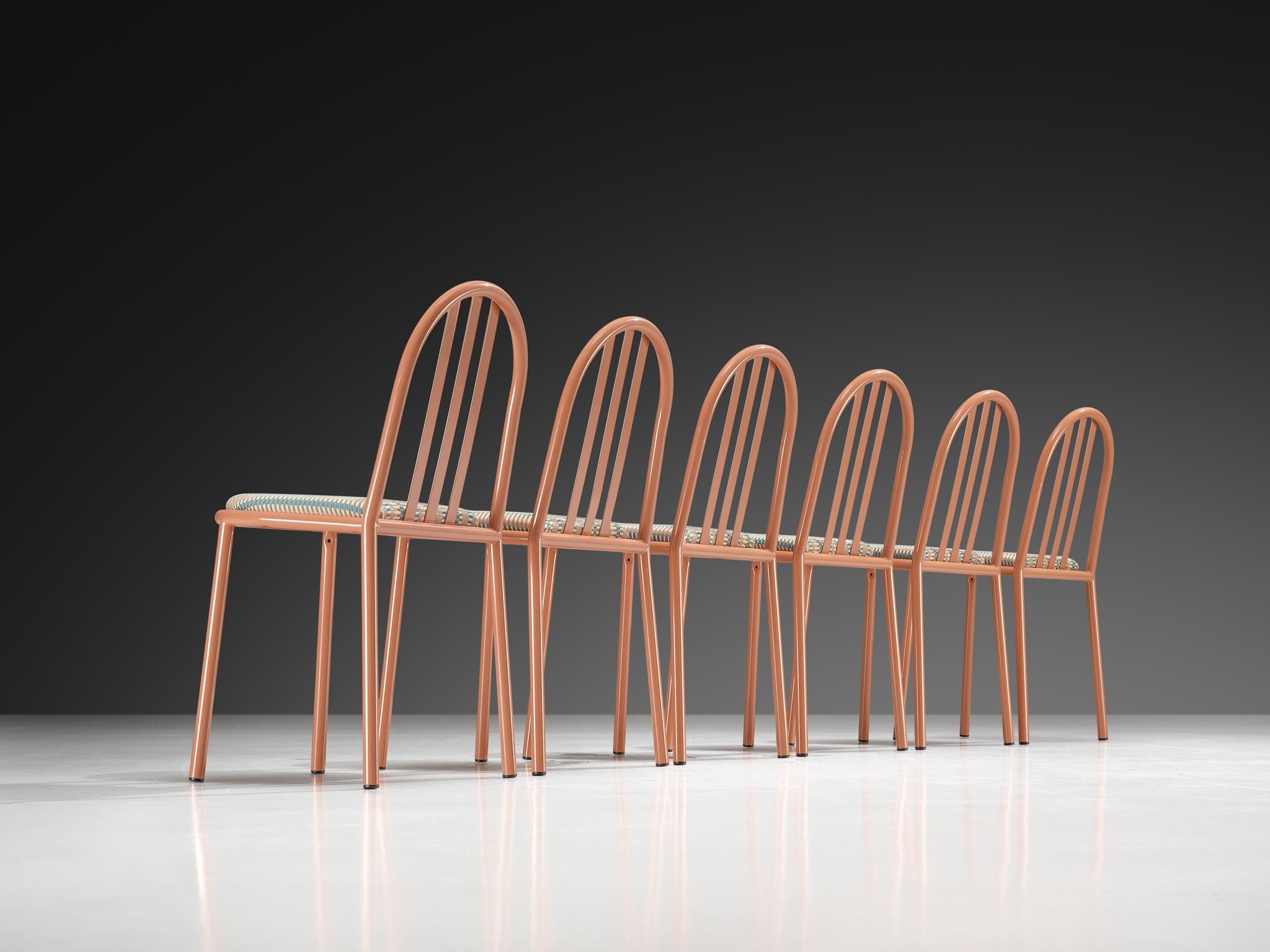 Set of Pink Tubular Steel Chairs by Robert Mallet-Stevens In Good Condition For Sale In Waalwijk, NL