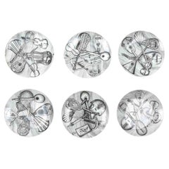 Set of Plates from the Series "Musical Instruments" by Piero Fornasetti, 1960s