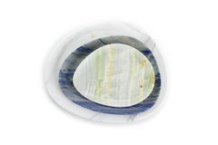 Plates Platter Serveware Set Green Onyx Blue Azul White Marble Hand-carved Italy