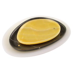 Platos Bandejas Vajilla Naranja Blanco Ónice Gris Piedra Mármol Tallado a Mano