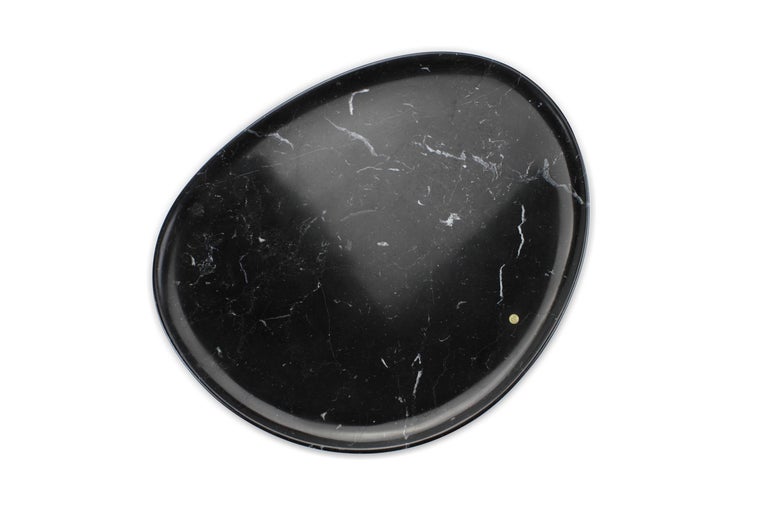 Contemporary Plates Serveware Platters Black Marquina White Statuary Marble Handmade Italy For Sale