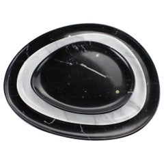 Plates Serveware Platters Black Marquina White Statuary Marble Handmade Italy