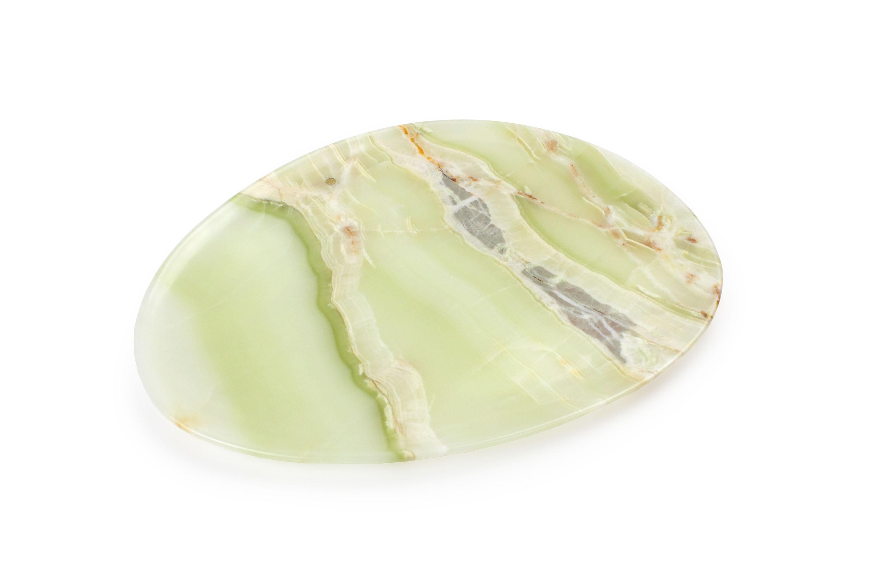 Italian Plates Platters Serveware Set Solid Pink Green Onyx Marble Hand-carved Italy For Sale