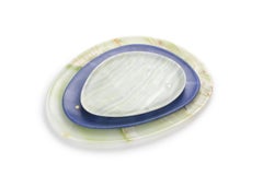Plates Platters Serveware Set Green Onyx Blue Azul Marble Hand-carved Italy