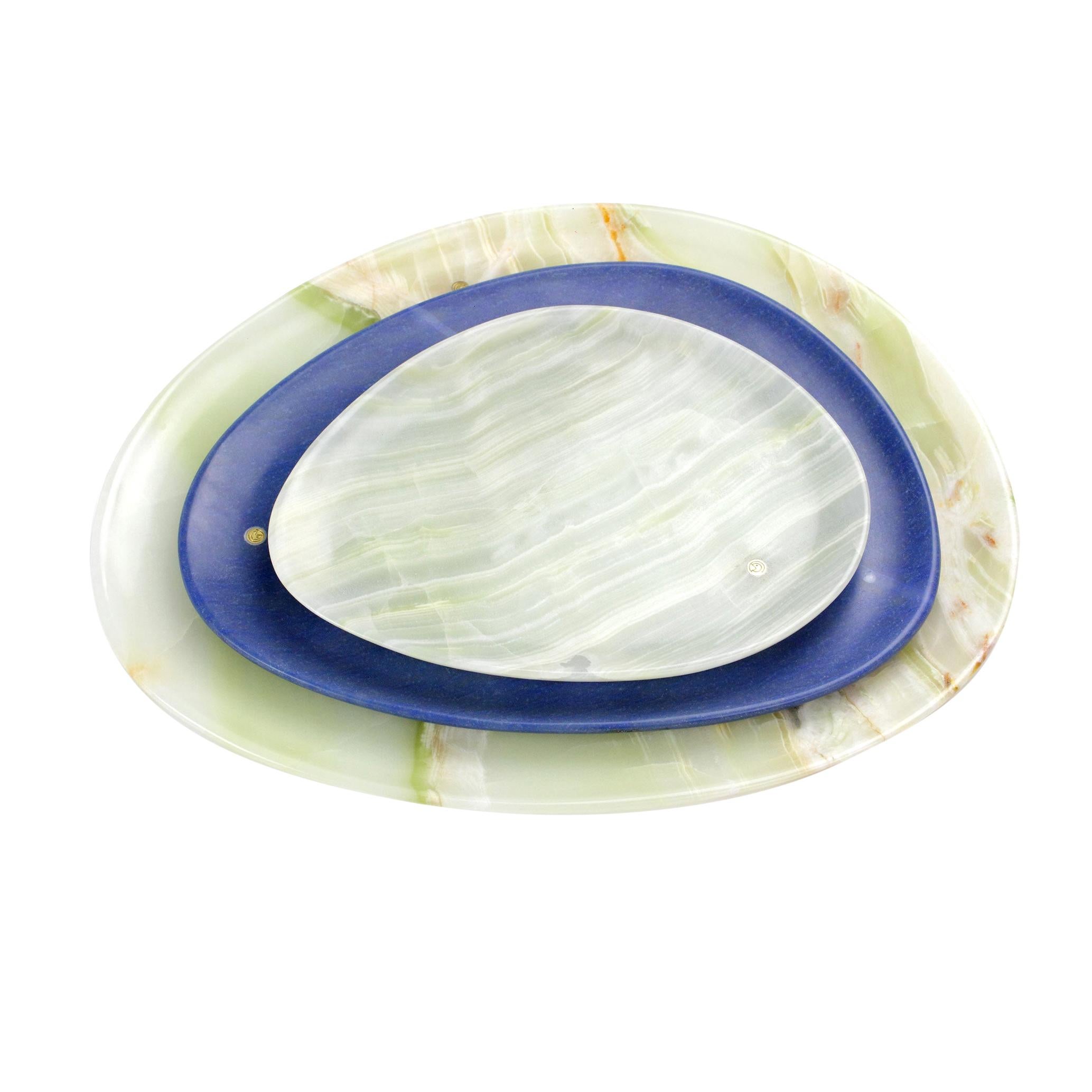 Set di piatti da portata Greene & Greene Blu Azul Marmo scolpito a mano Italia