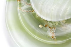 Plates Platters Serveware Set of 3 Solid Green Onyx Marble Hand-carved Italy