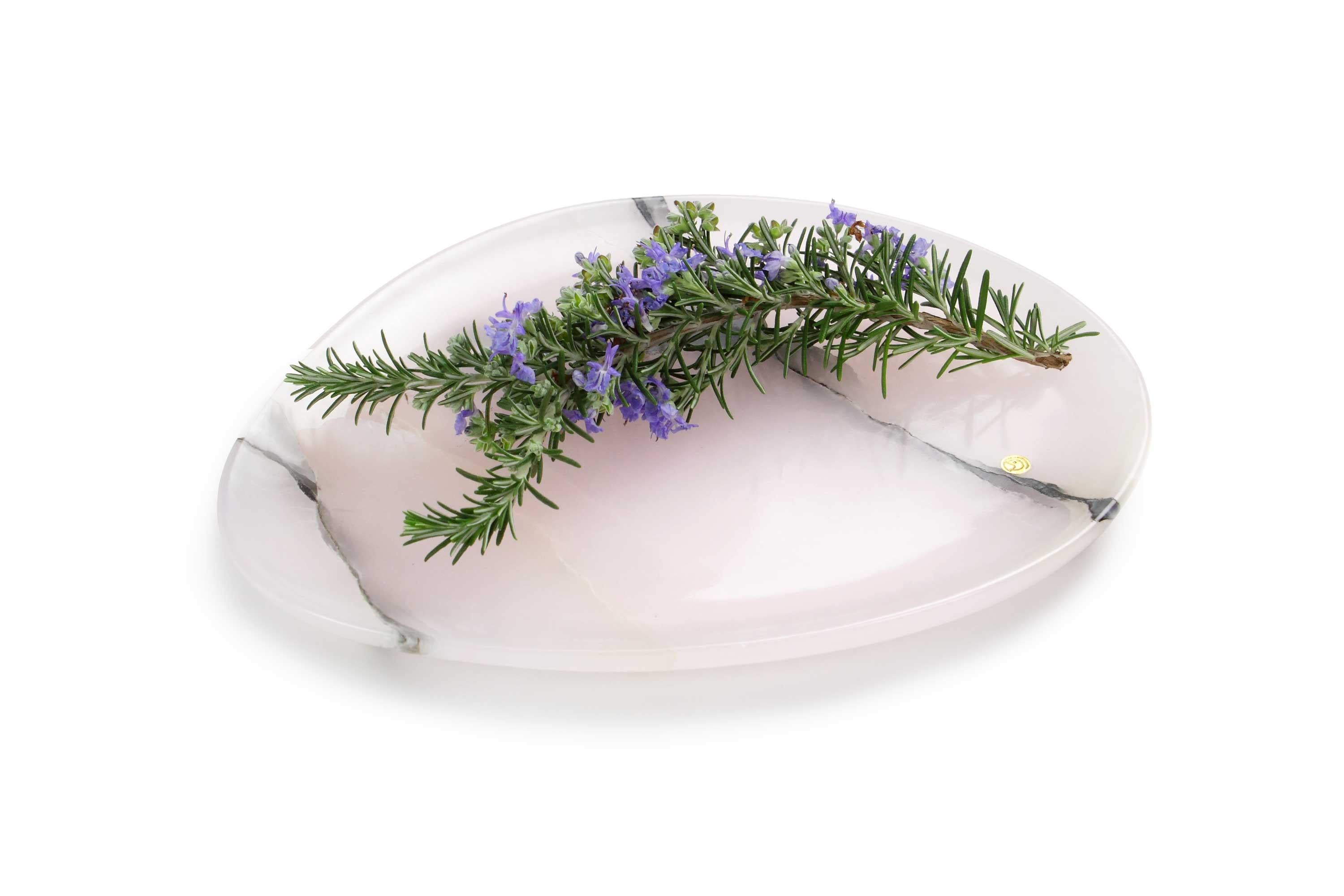 Platos Bandejas Vajilla Mármol Sólido Rosa Blanco Ónice Tallado a Mano Italia Italiano en venta