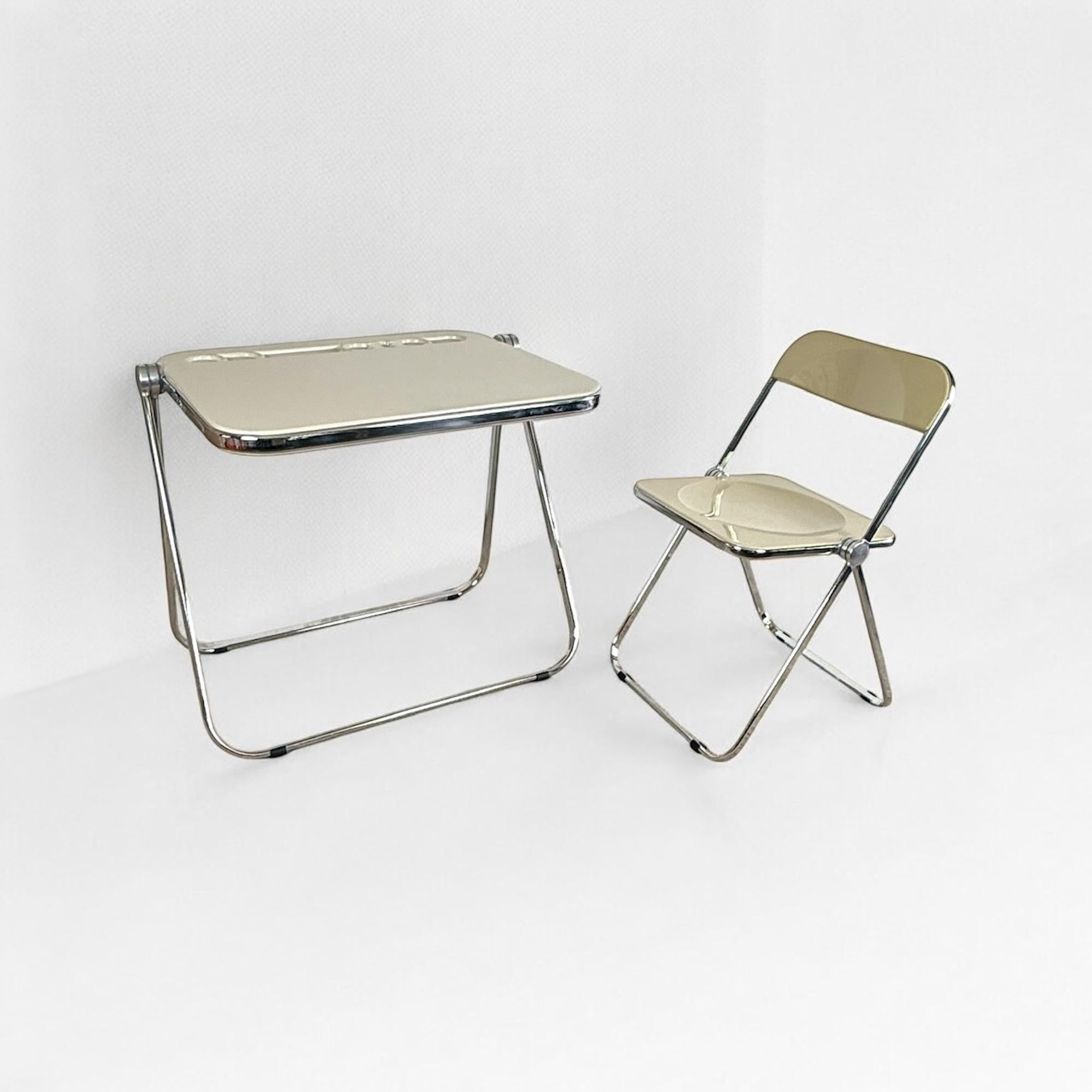 Set of Platone Foldable Desk & Plia Chair by G.Piretti for Anonima Castelli In Good Condition For Sale In San Benedetto Del Tronto, IT