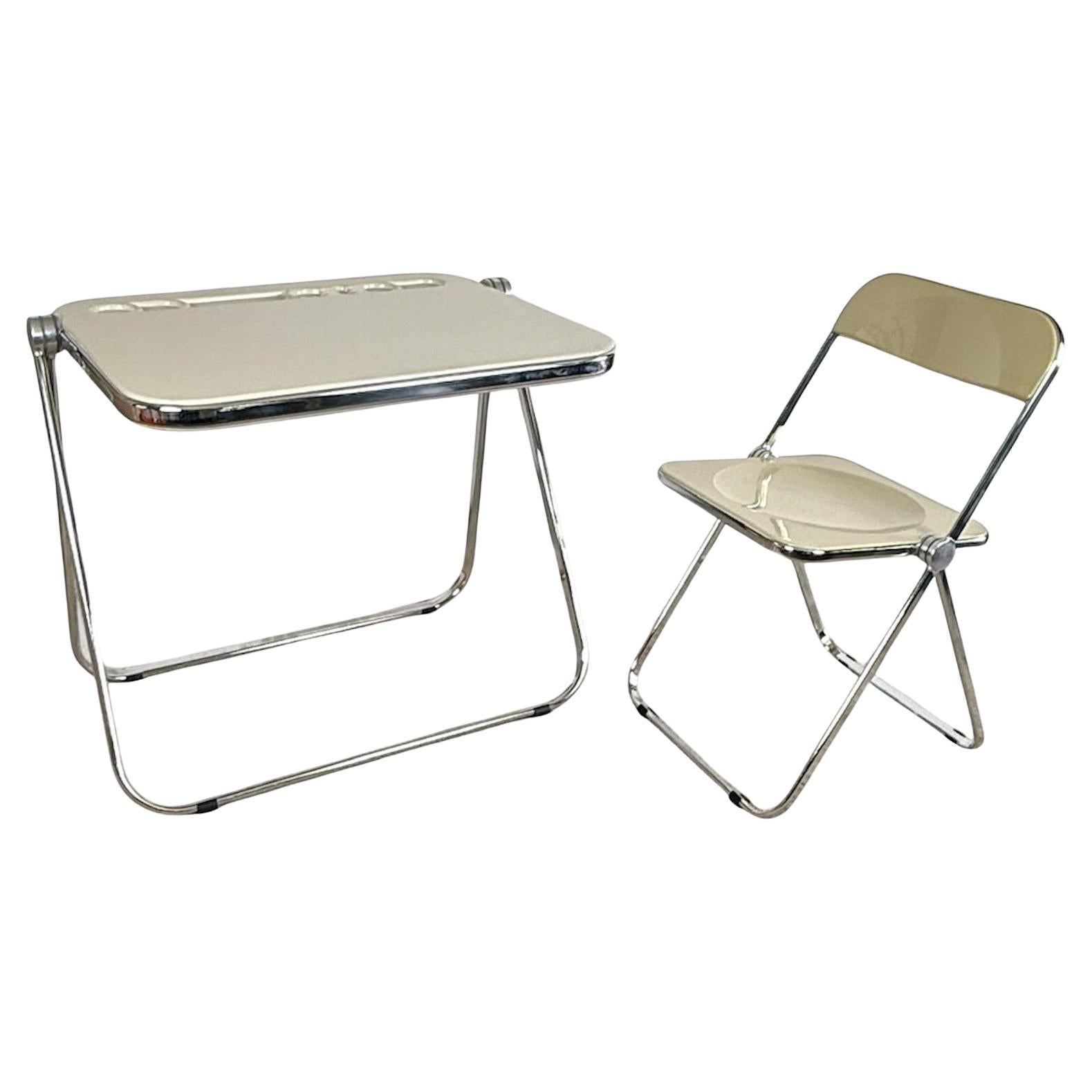 Set of Platone Foldable Desk & Plia Chair by G.Piretti for Anonima Castelli