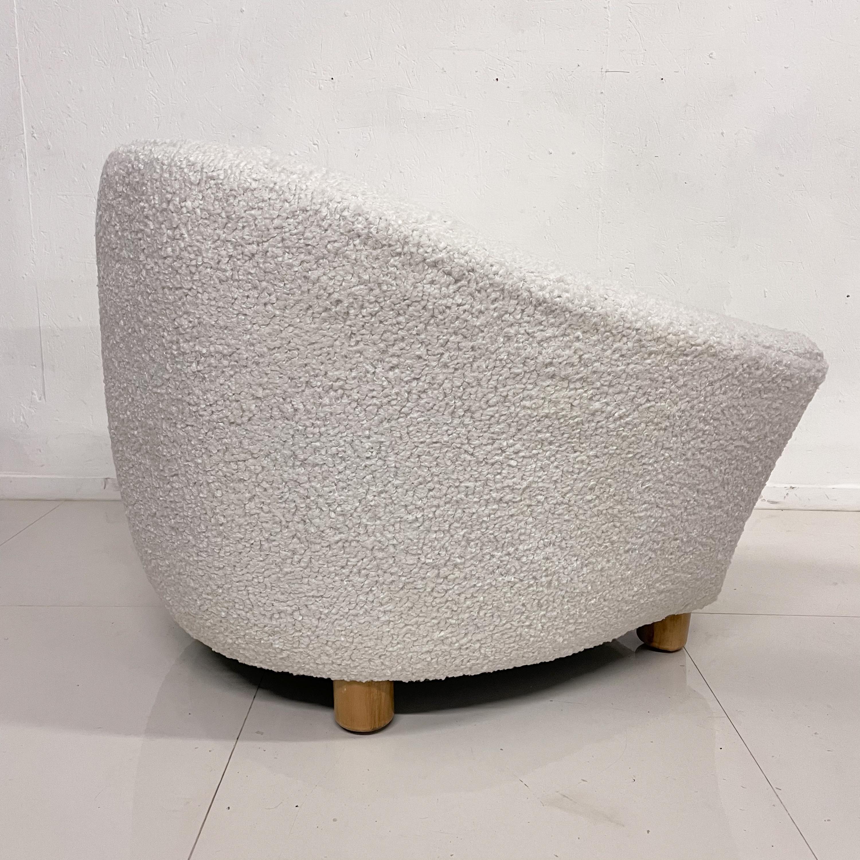 1970s Modern French Plush Polar Bear White Lounge Chairs 3