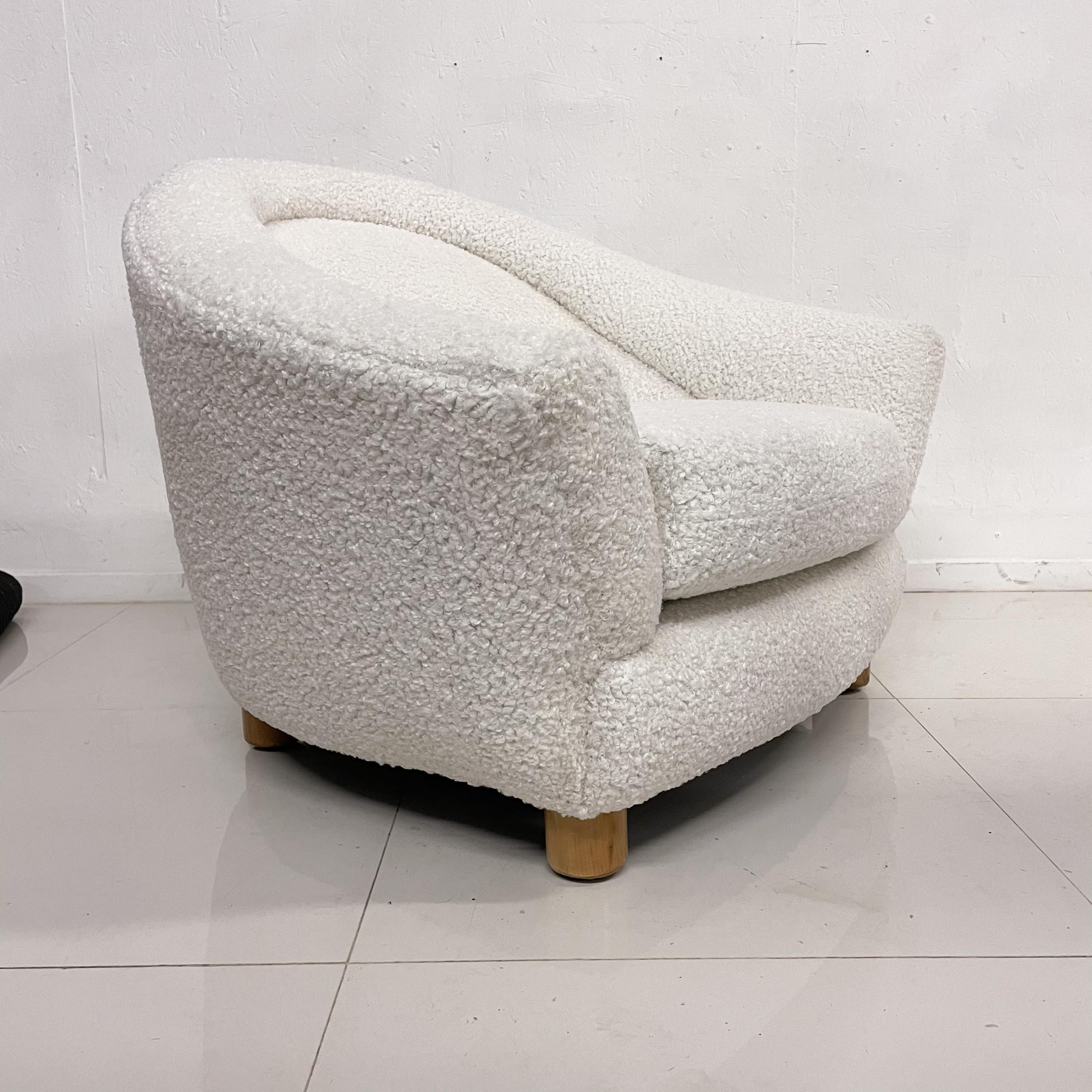 1970s Modern French Plush Polar Bear White Lounge Chairs 5