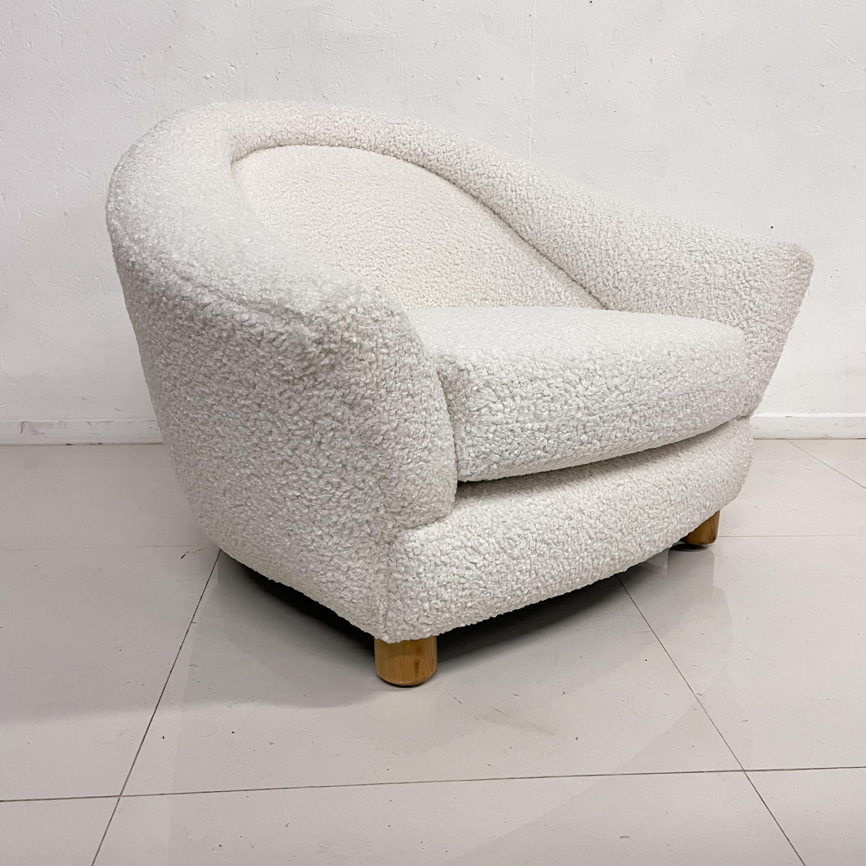 1970s Modern French Plush Polar Bear White Lounge Chairs 6