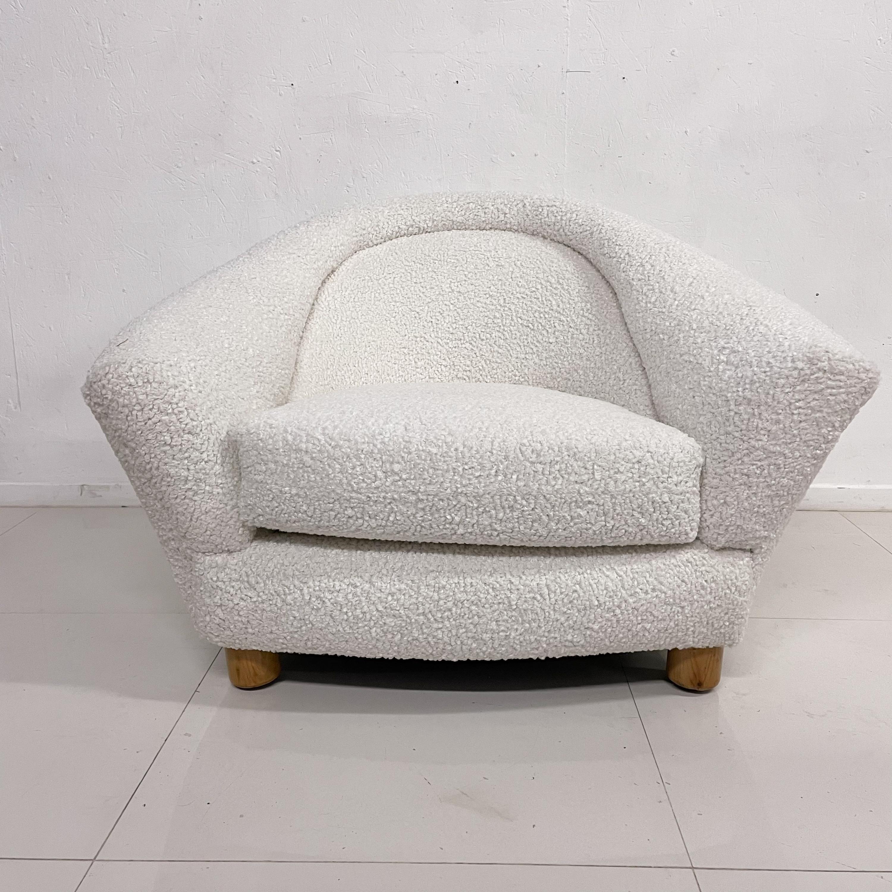 American 1970s Modern French Plush Polar Bear White Lounge Chairs