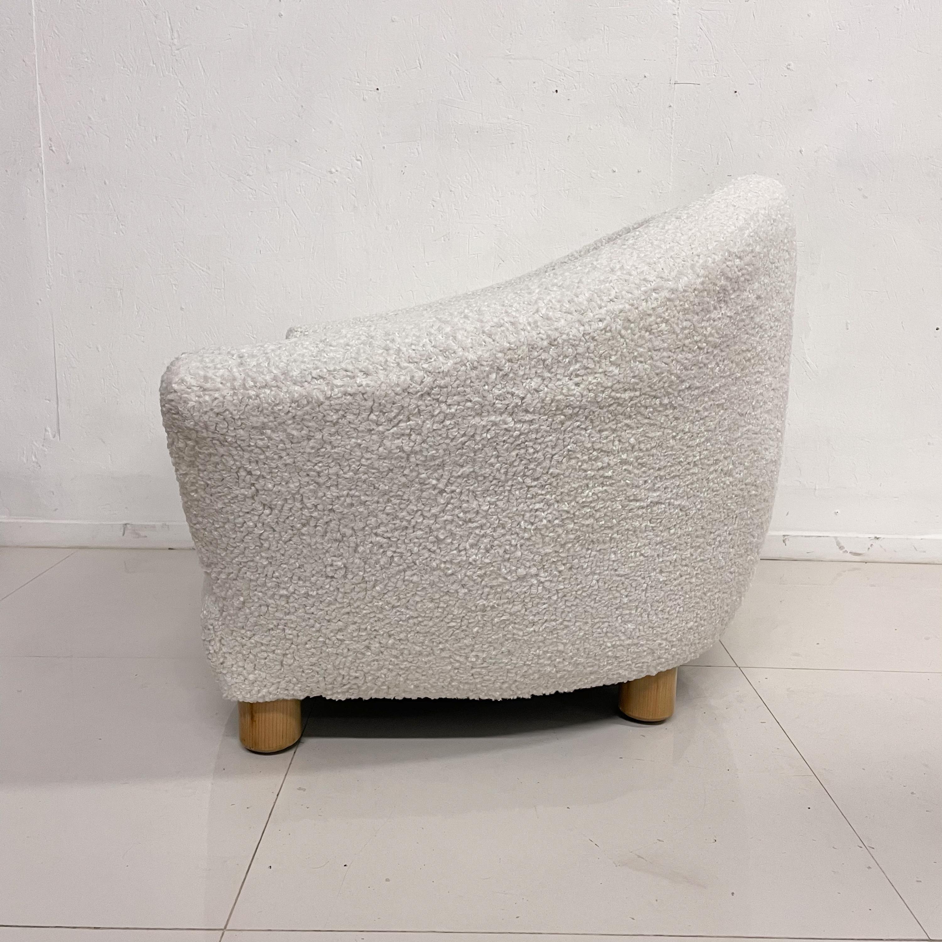 Fabric 1970s Modern French Plush Polar Bear White Lounge Chairs