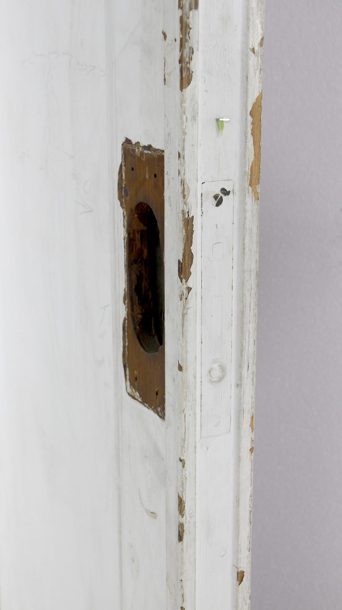 20th Century Set of Pocket Doors w/ Dark Tone Wood & One Side Painted White