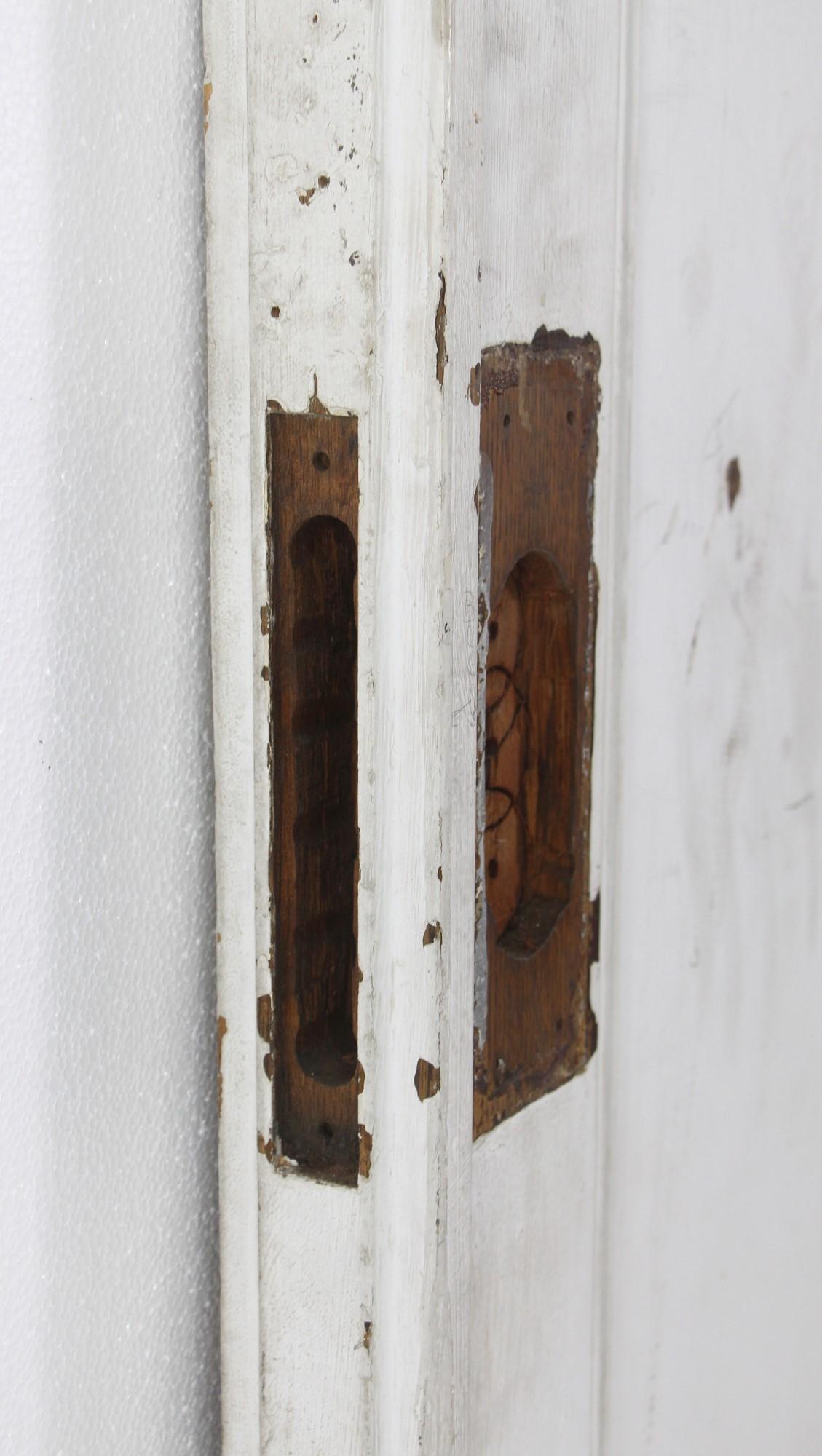 Set of Pocket Doors w/ Dark Tone Wood & One Side Painted White 1