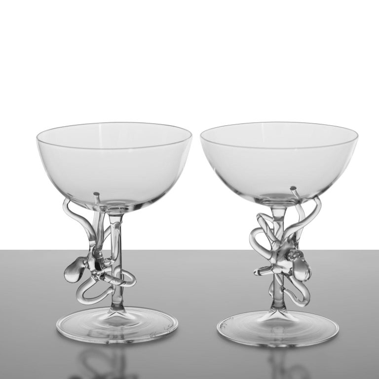 'Set of Polpo Manhattan Glasses' Hand Blown Glasses by Simone Crestani For Sale at 1stDibs