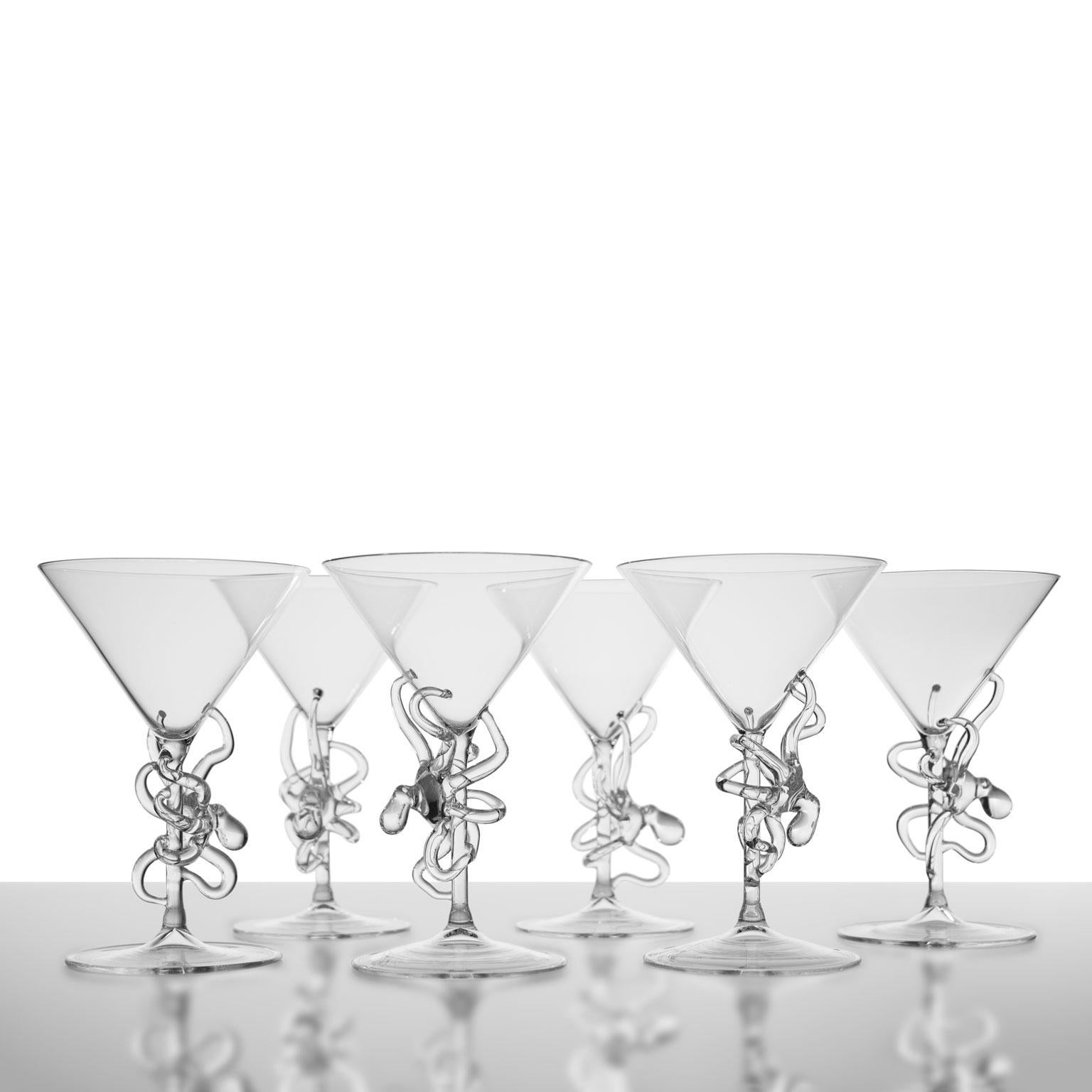 'Set of Polpo Martini Glasses' Hand Blown Glasses by Simone Crestani