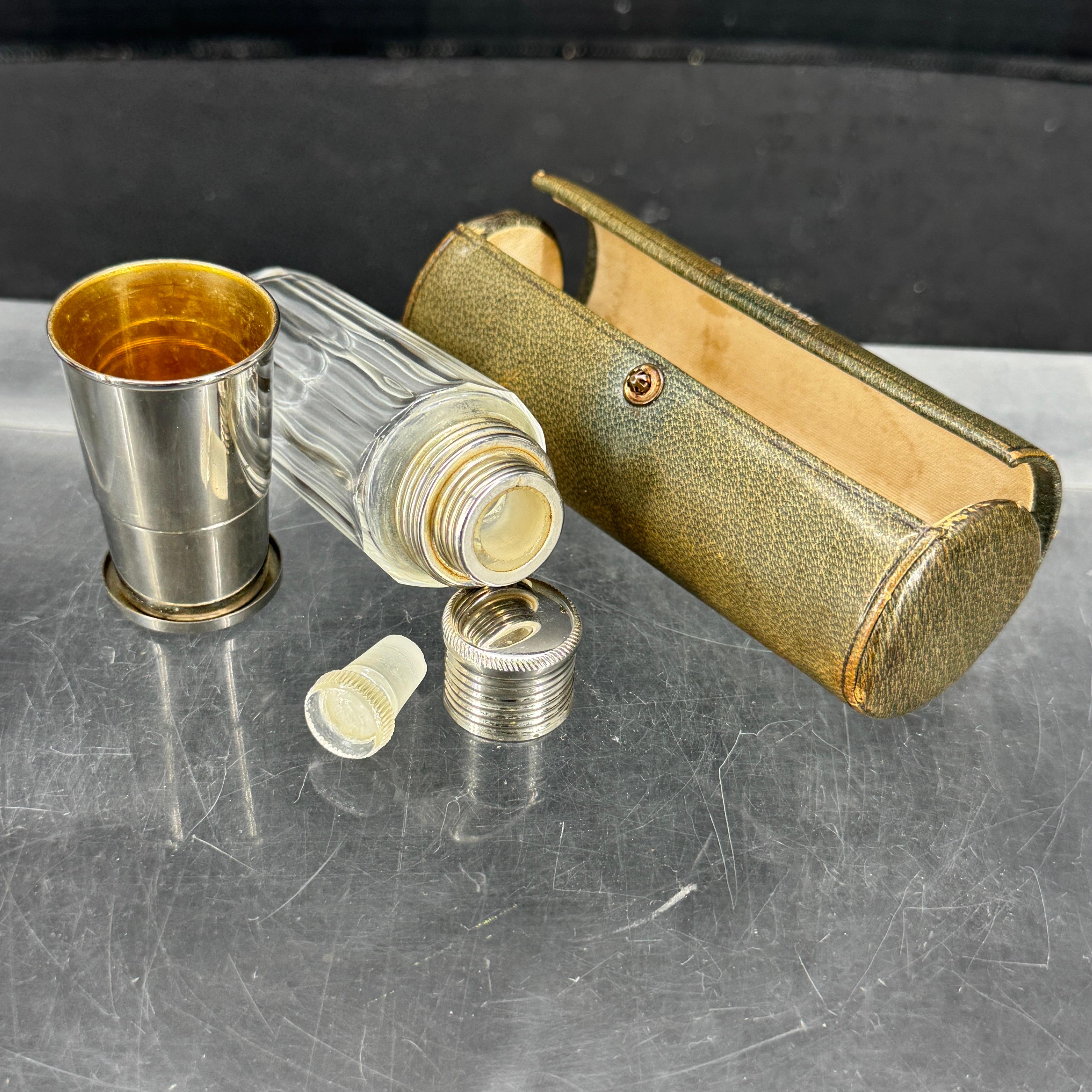 Metal Set of Portable Hunting Whiskey Shot Glasses and Flask Collection For Sale