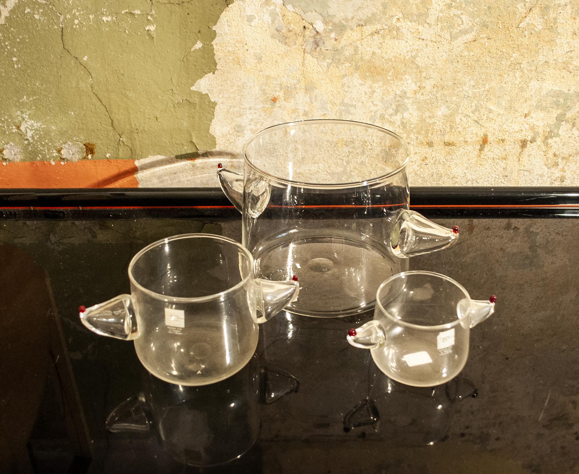 Set of Postmodern Murano glass vases.
Designer: Noti Massari
Manufacturer: Gamos
1980s.