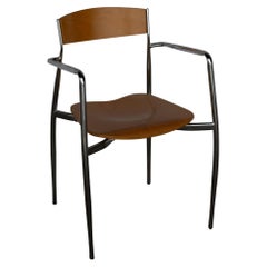 Set of Postmodern Chrome and Bentwood Armchairs