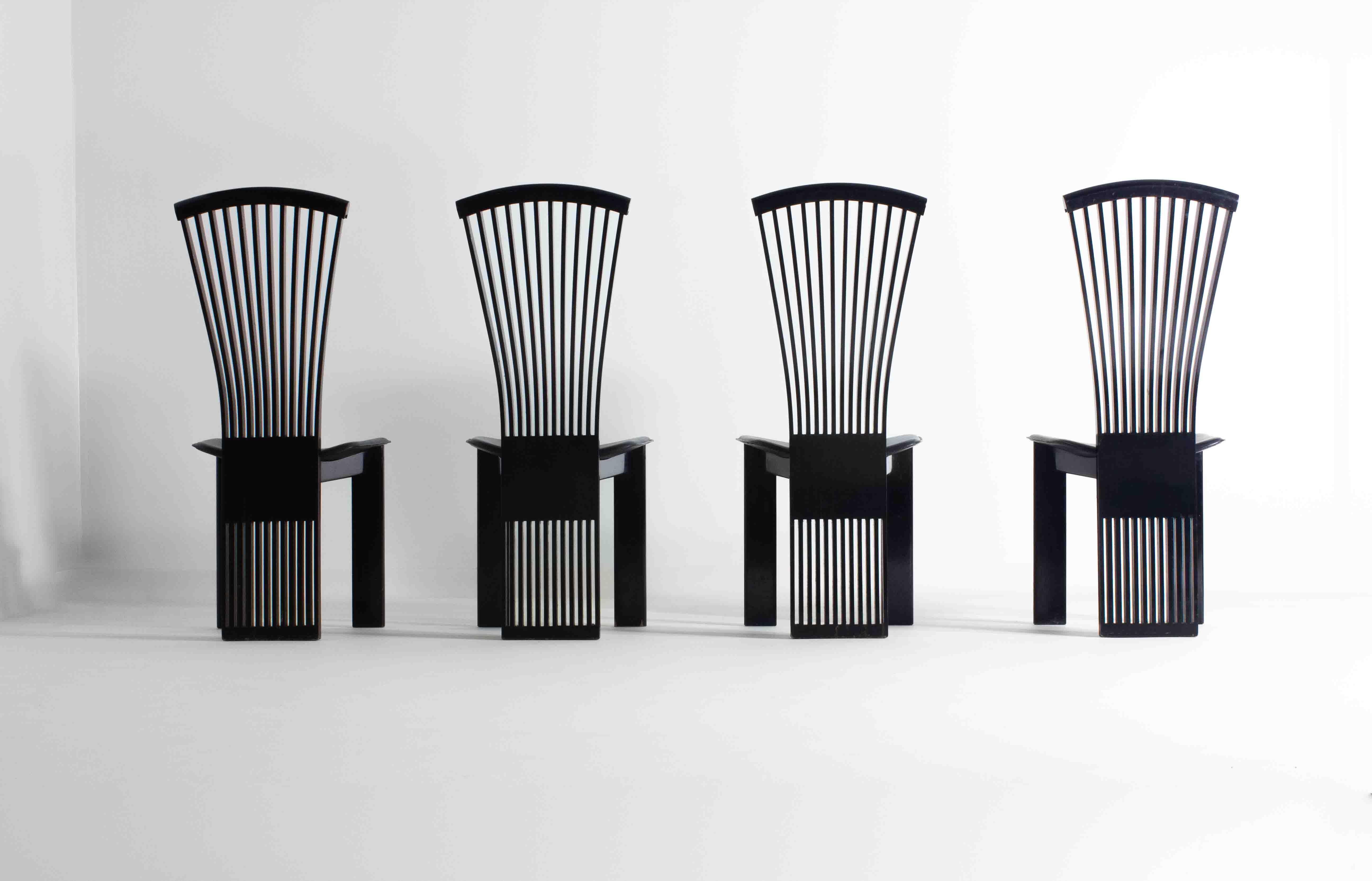 Set of postmodern 'Fan' chairs by Pietro Costantini, Italy 1980s For Sale 1
