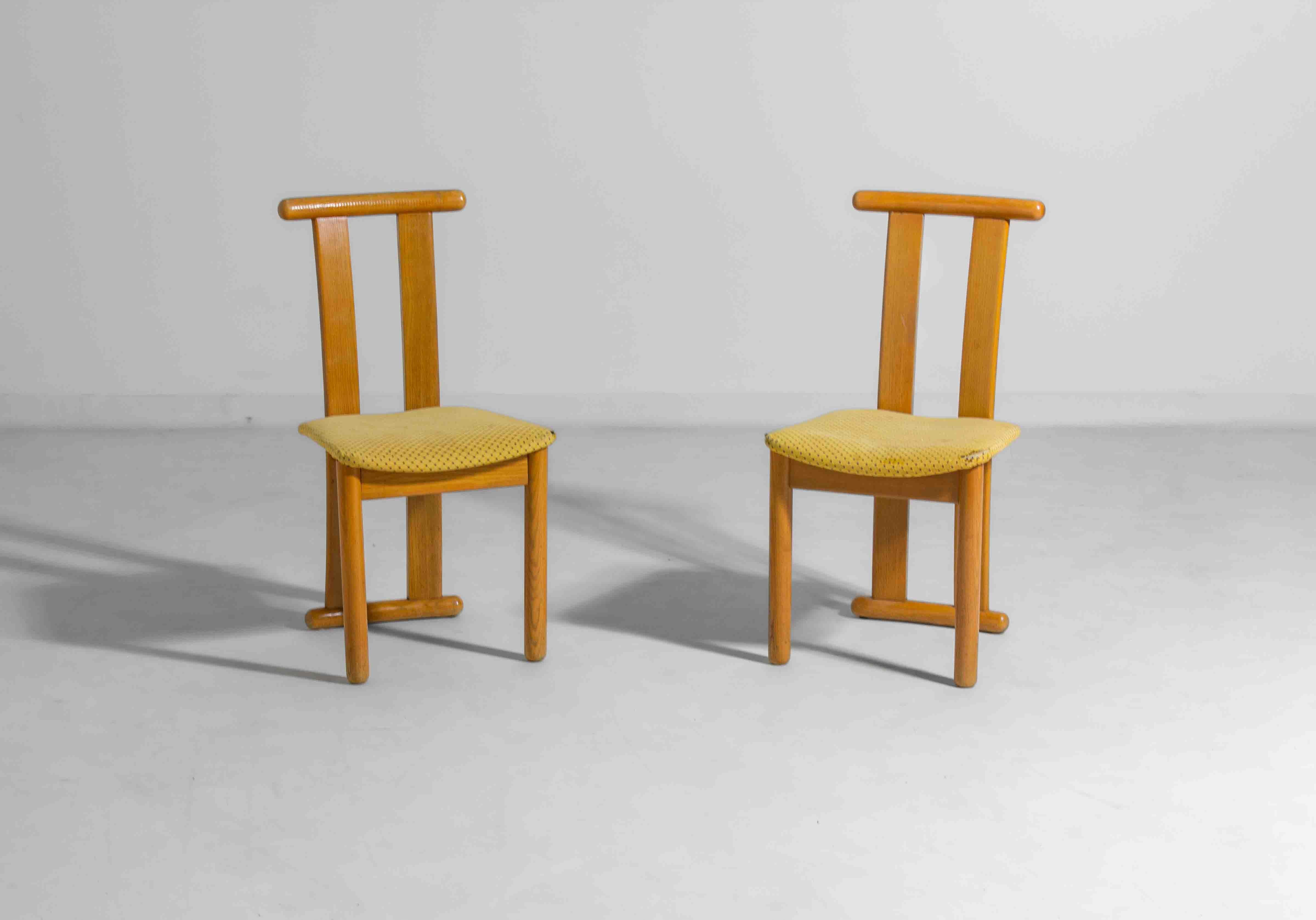Late 20th Century Set of postmodern high-back Italian dining chairs, 1980s For Sale