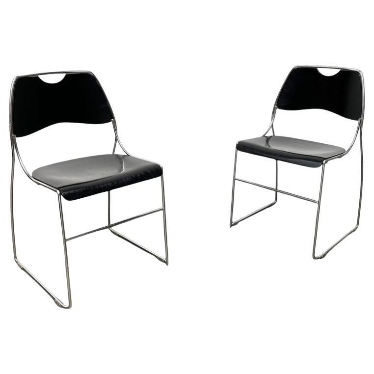Set of Postmodern Minimalist Stacking Chairs, 1980s