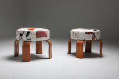 Set of Poufs with Graphical Pierre Frey Print