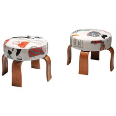 Set of Poufs with Graphical Pierre Frey Print