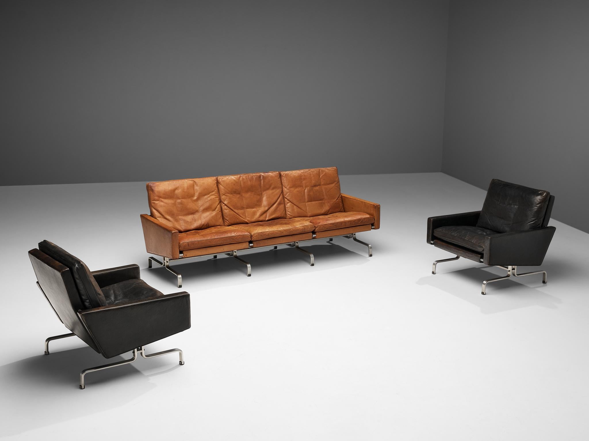 Scandinavian Modern Set of Poul Kjaerholm 'PK31-1' Lounge Chairs and PK31 Sofa in Leather