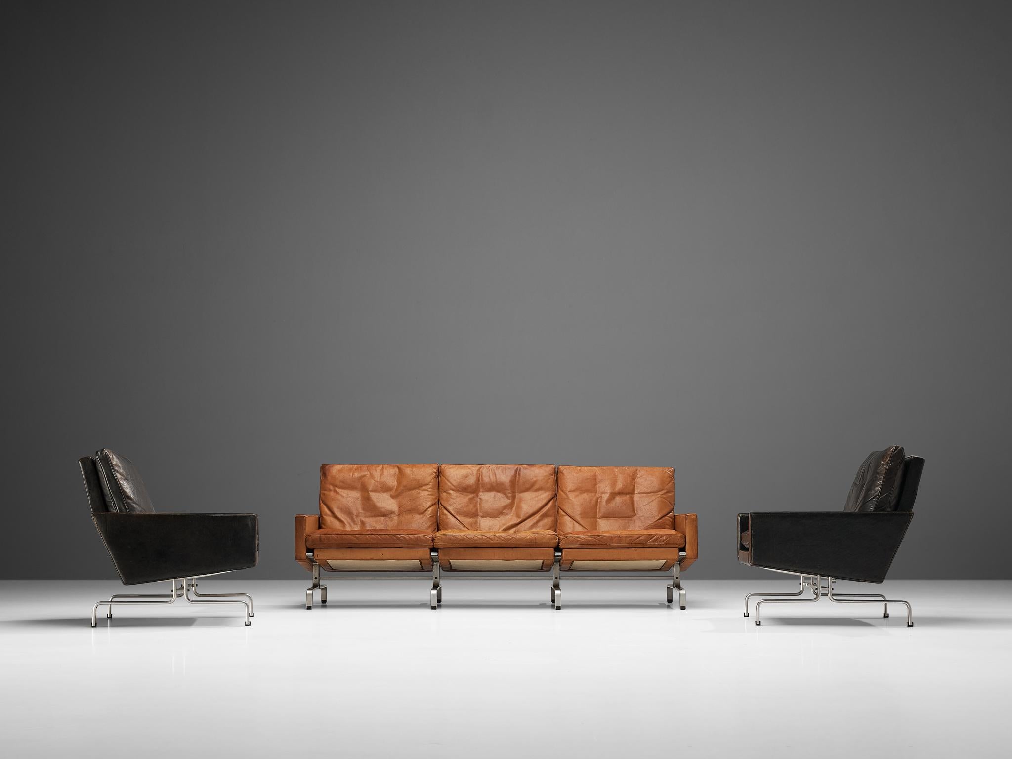 Set of Poul Kjaerholm 'PK31-1' Lounge Chairs and PK31 Sofa in Leather In Good Condition In Waalwijk, NL